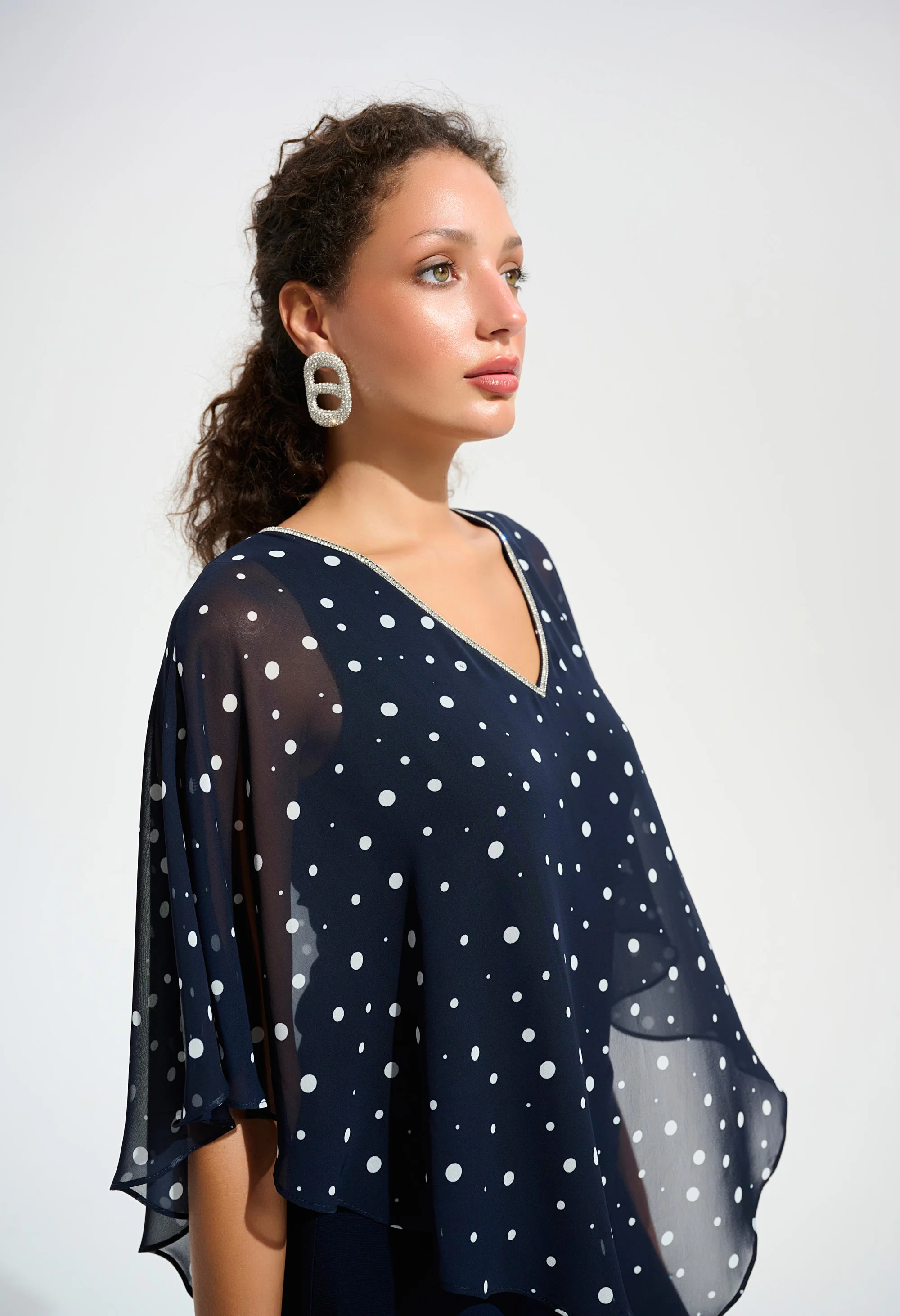 Polka Dot V-neck Blouse - Image 2