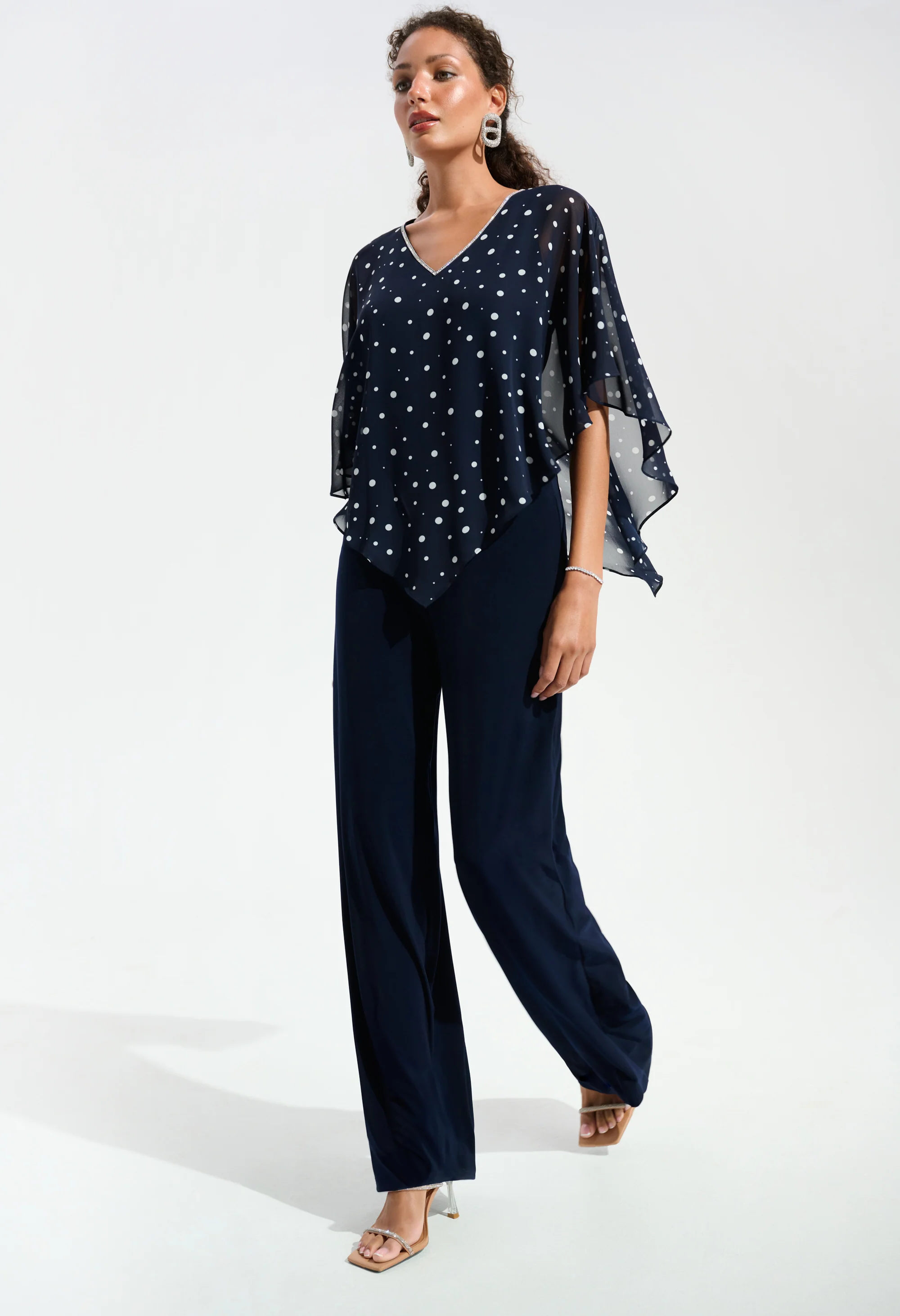 Polka Dot V-neck Blouse - Image 4