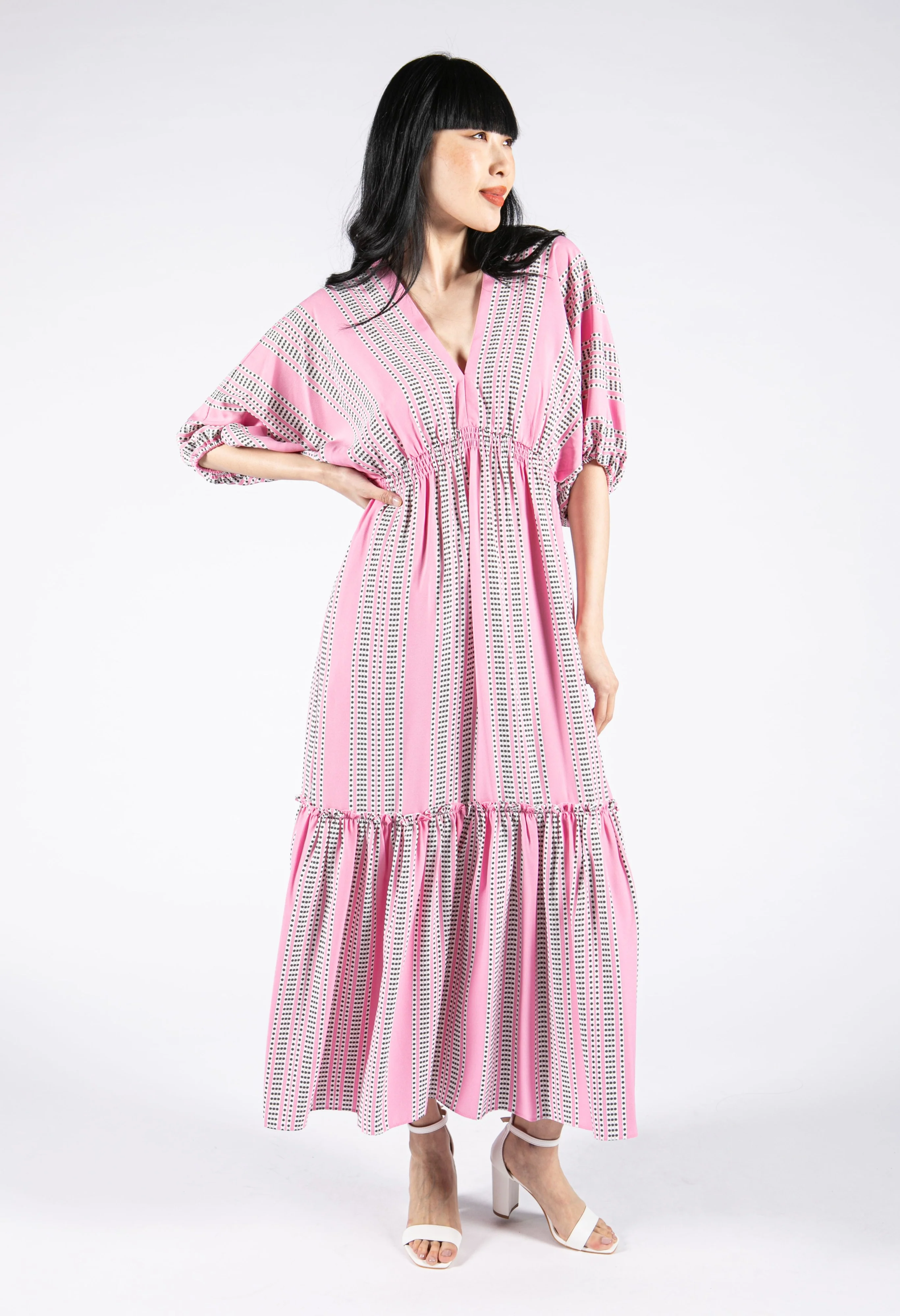 Polka Dot V Neckline Dress - Image 6