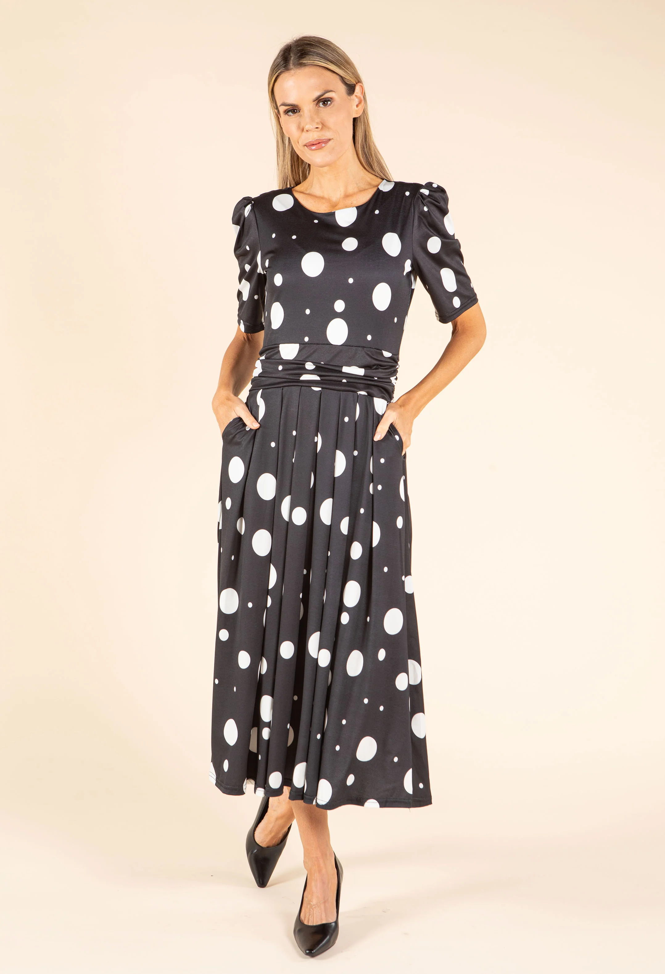 Polka Dot Waisted Dress - Image 2