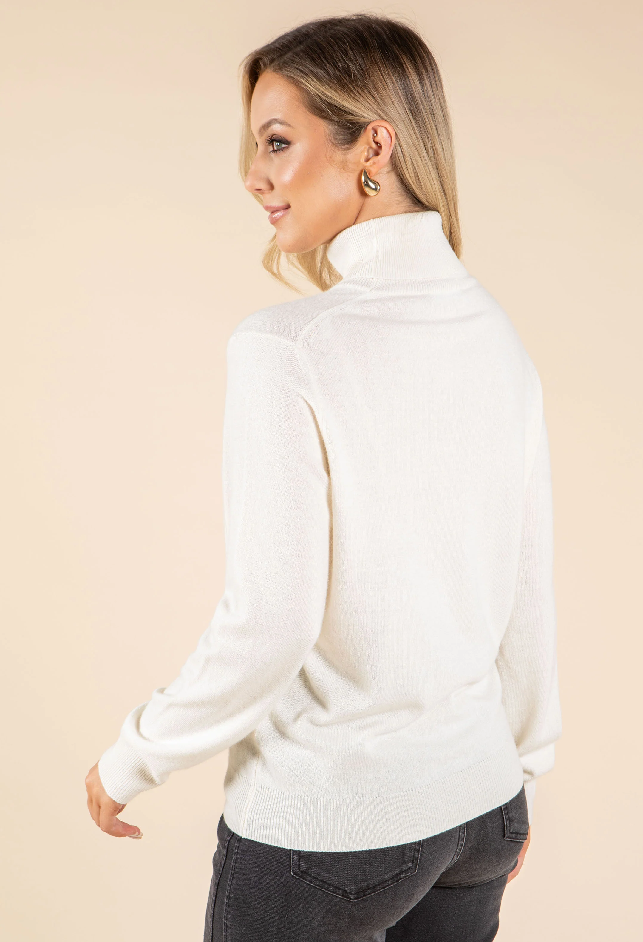 Polo Neck Silk Cashmere Blend Jumper - Image 7