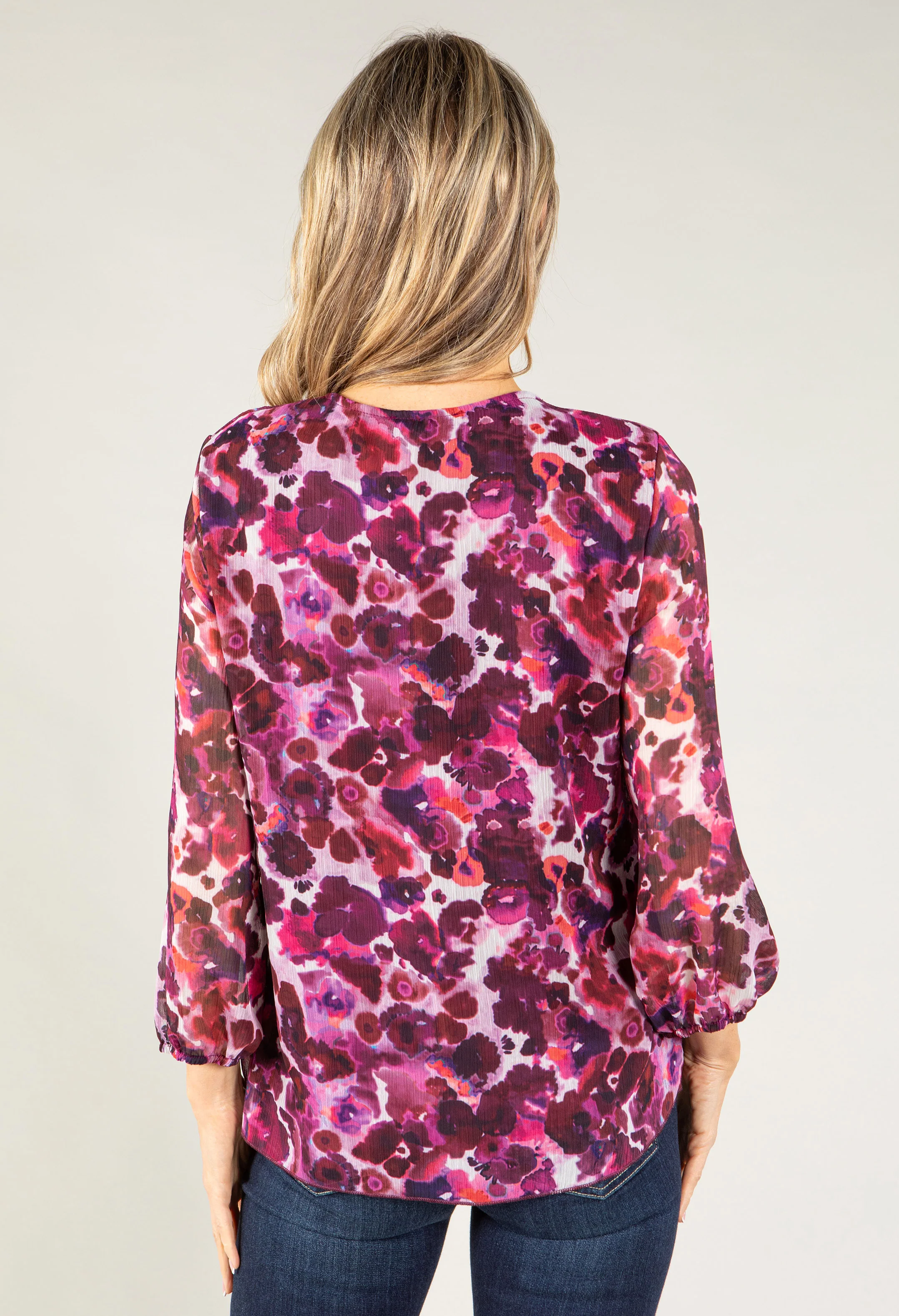 Poppy Print V Neck Top - Image 3