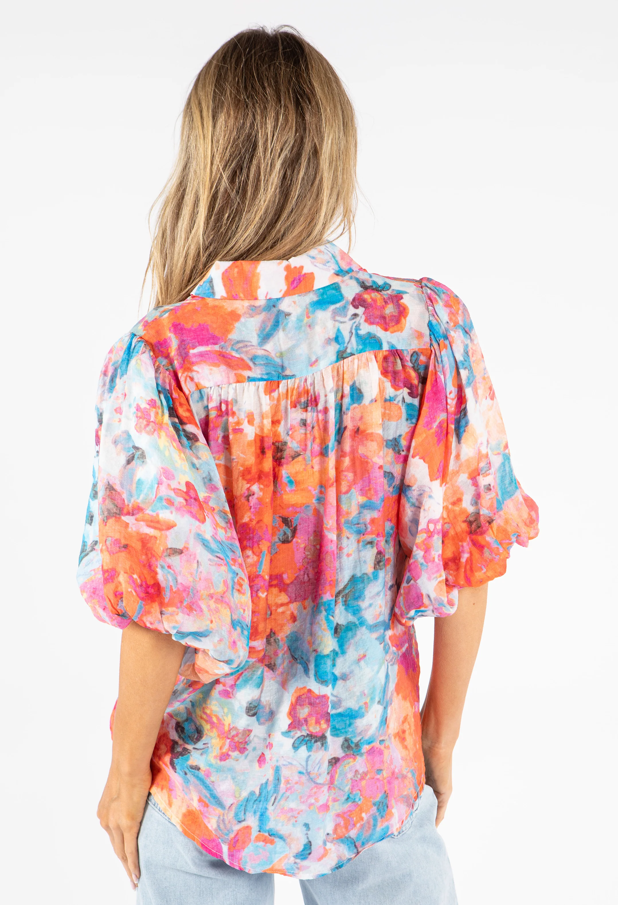 Printed Balloon Sleeve Blouse - Image 4