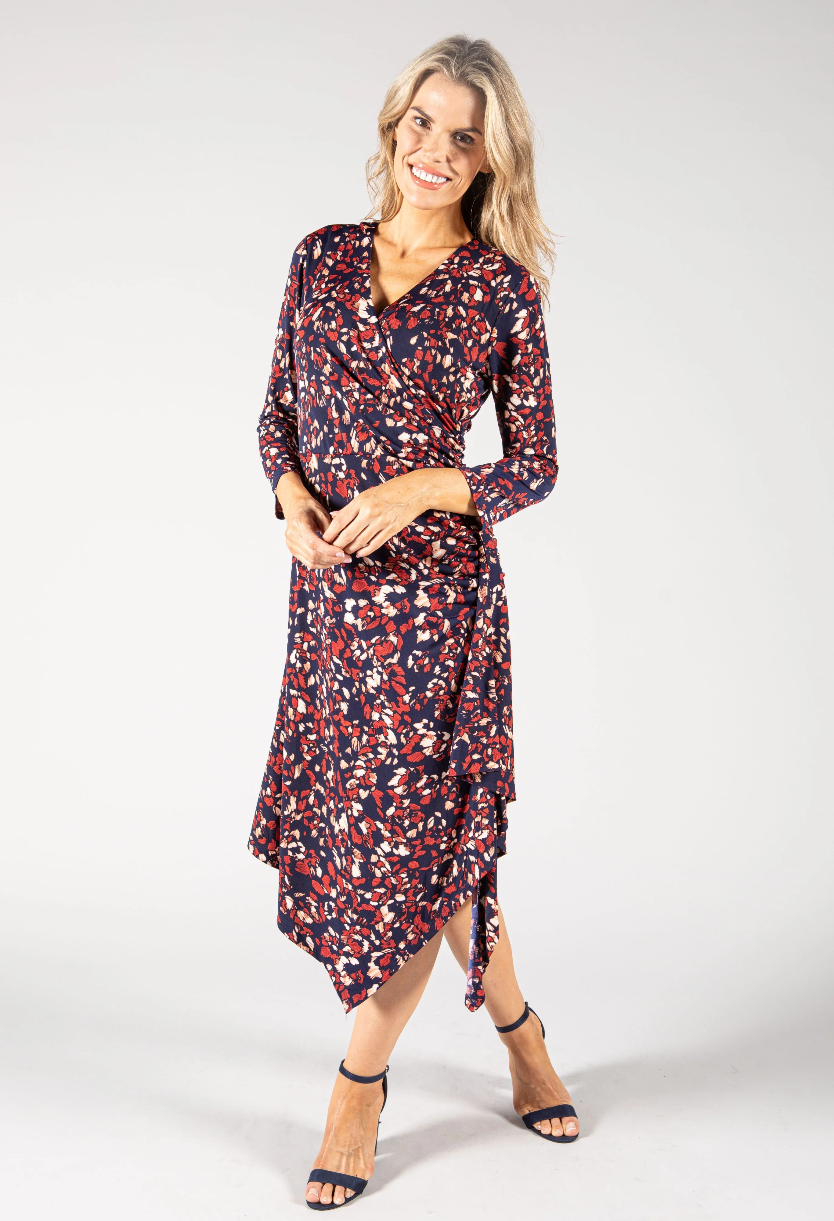 Printed Midi Wrap Dress - Image 3