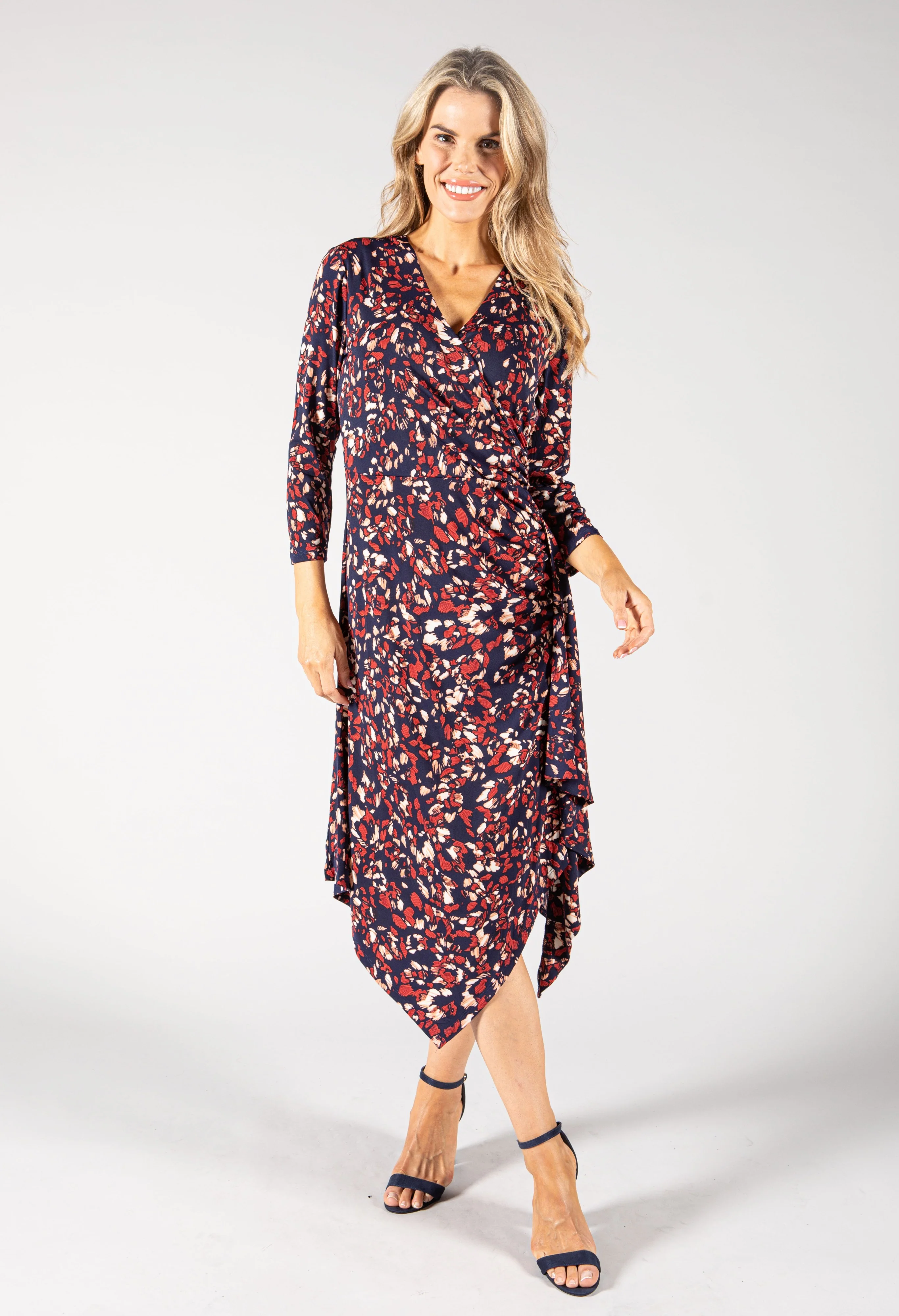 Printed Midi Wrap Dress - Image 6