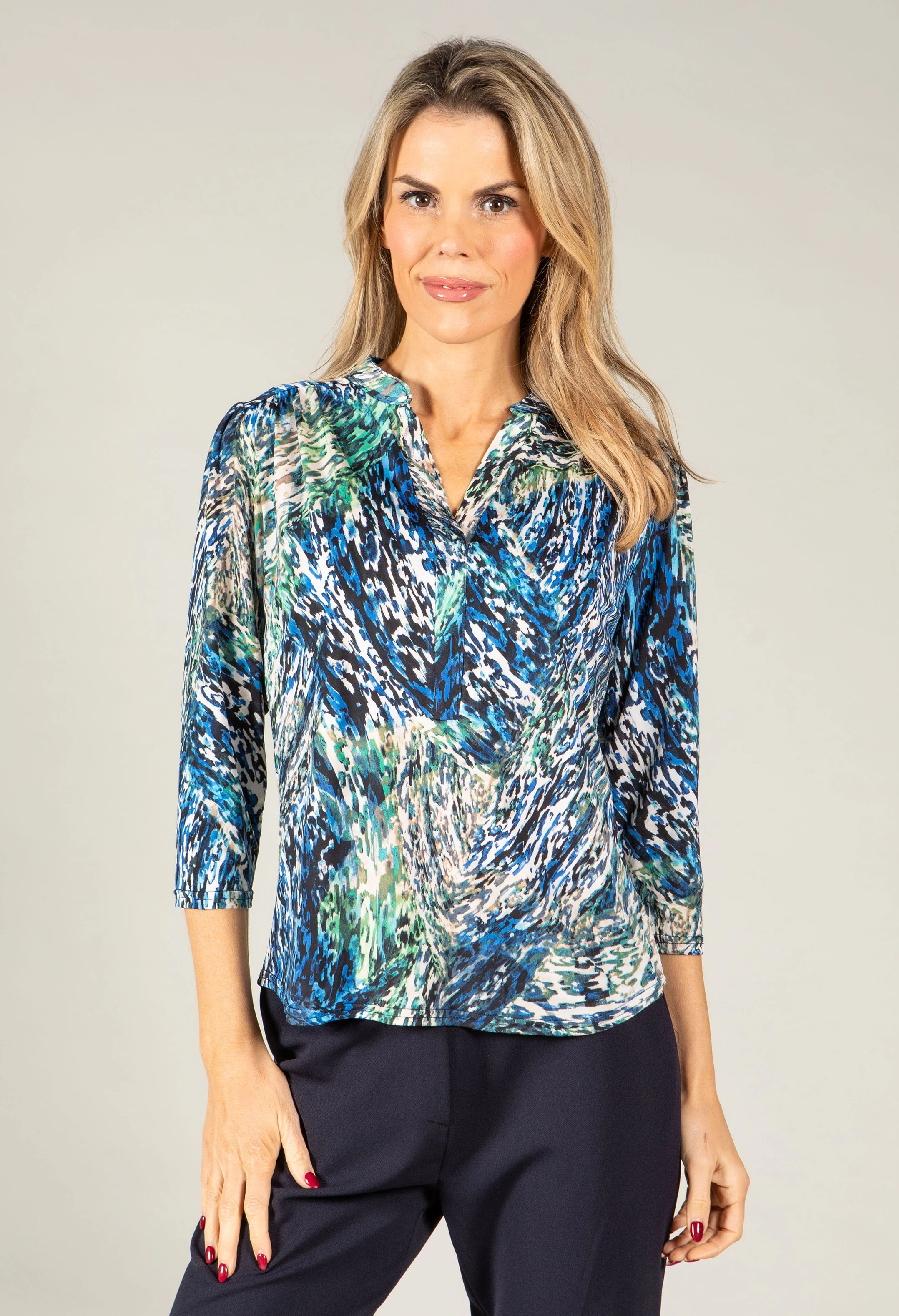 Printed V-Neck Blouse - Image 2