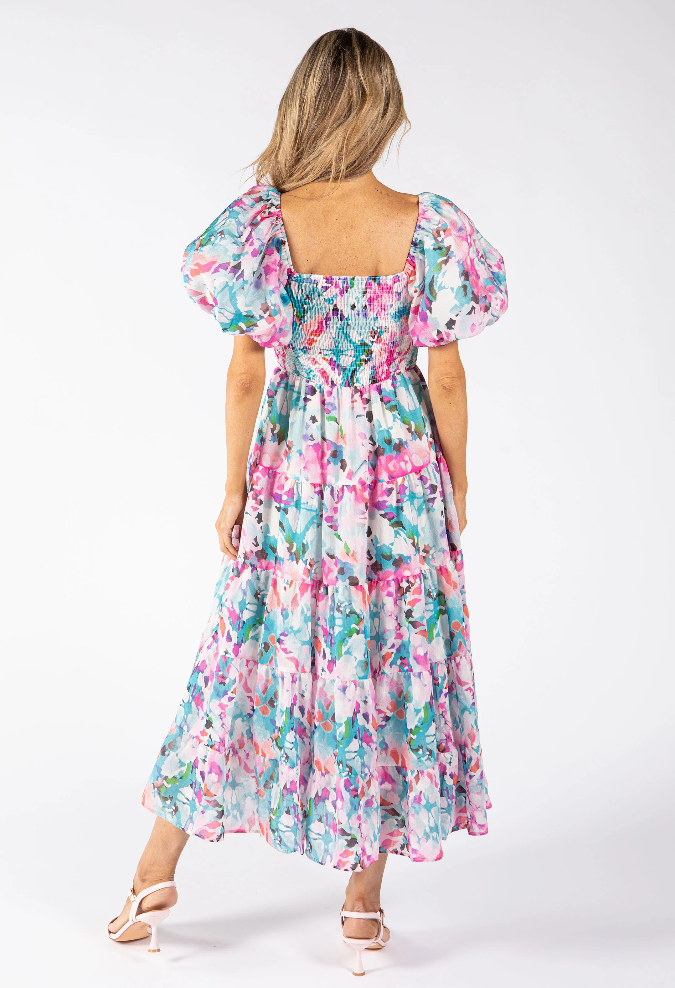 Puff Sleeve Floral Midi Dress - Image 6