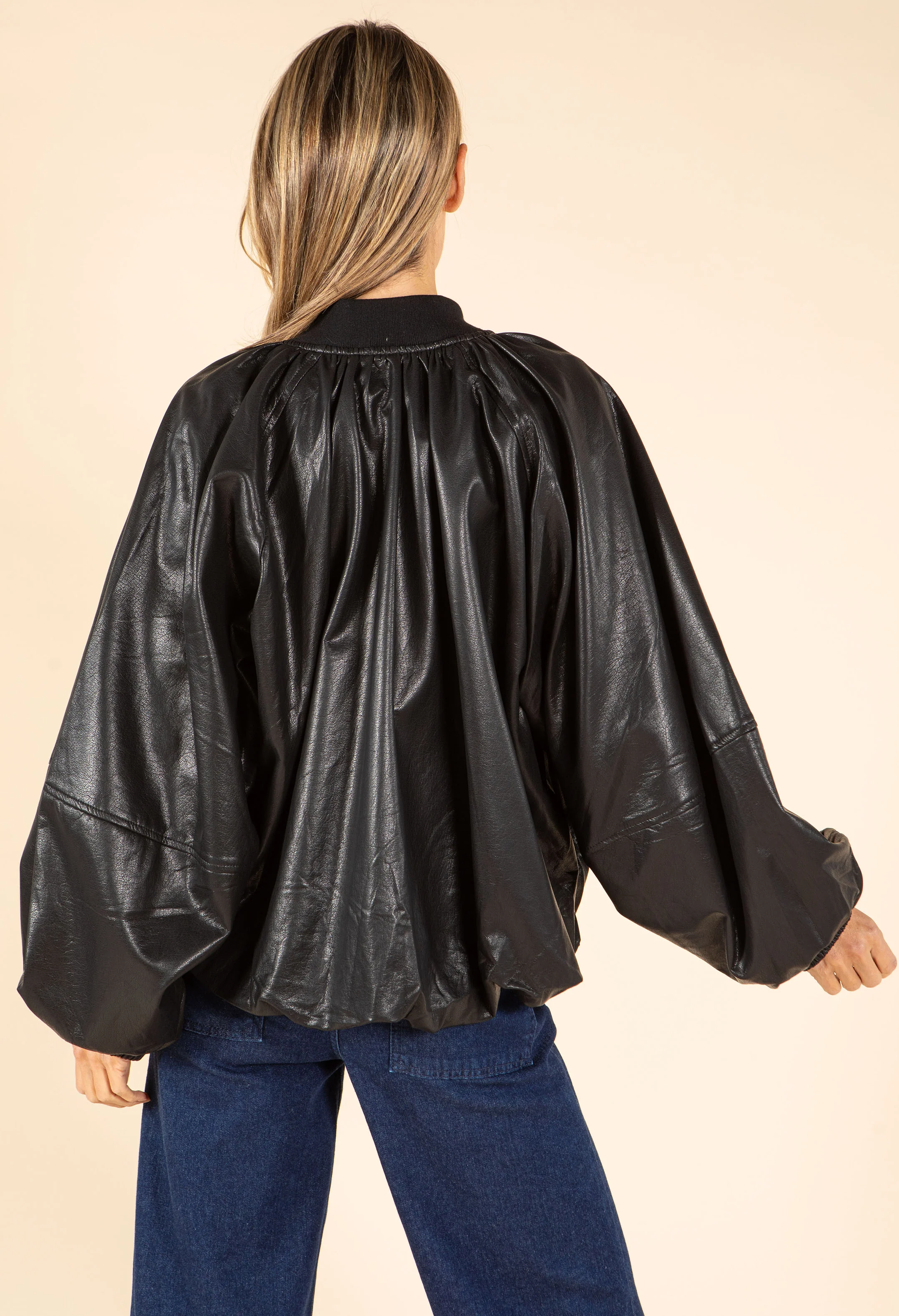 Relaxed Fit Faux Leather Jacket - Image 5