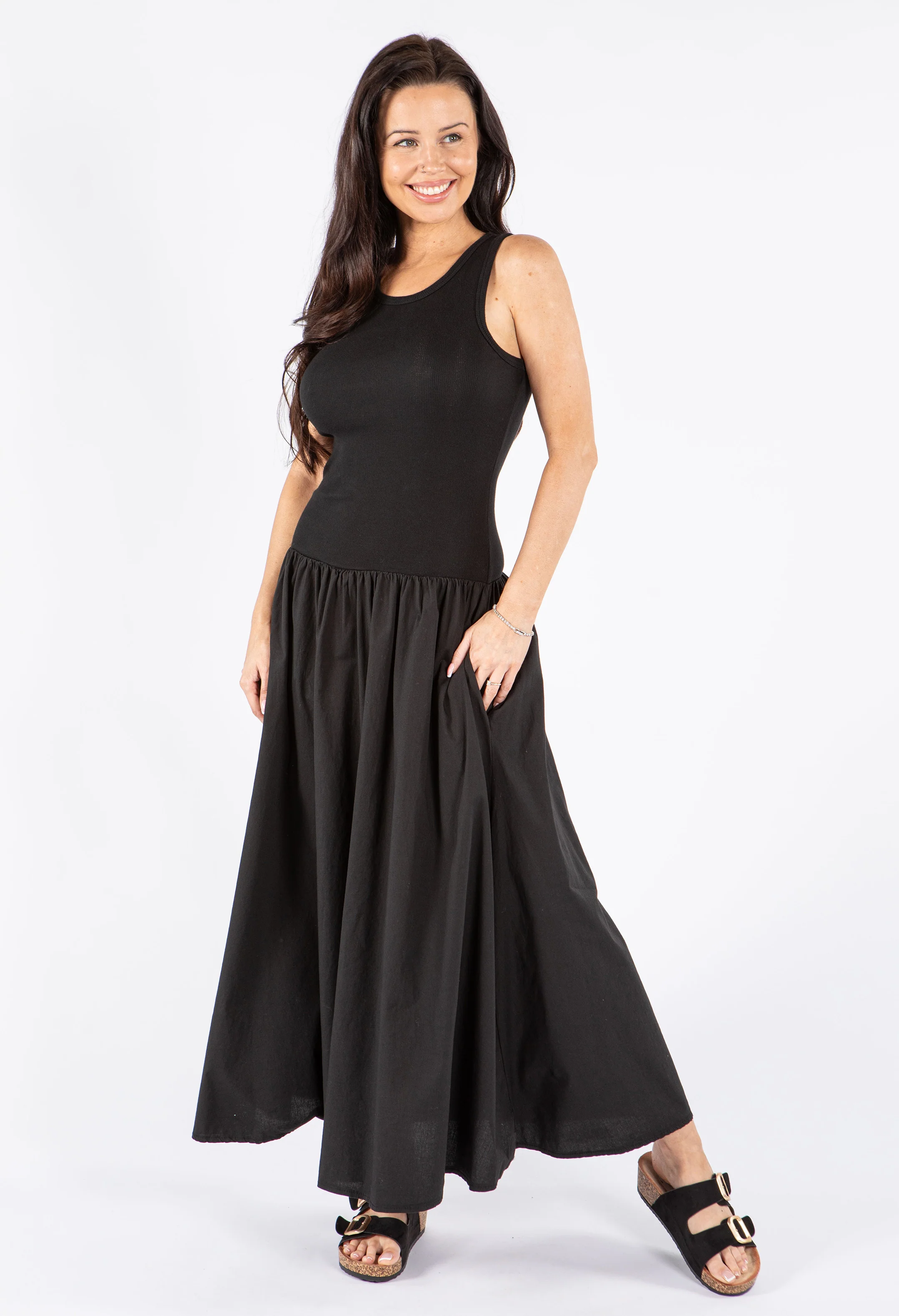 Ribbed Bodice Sleeveless Maxi Dress - Image 2