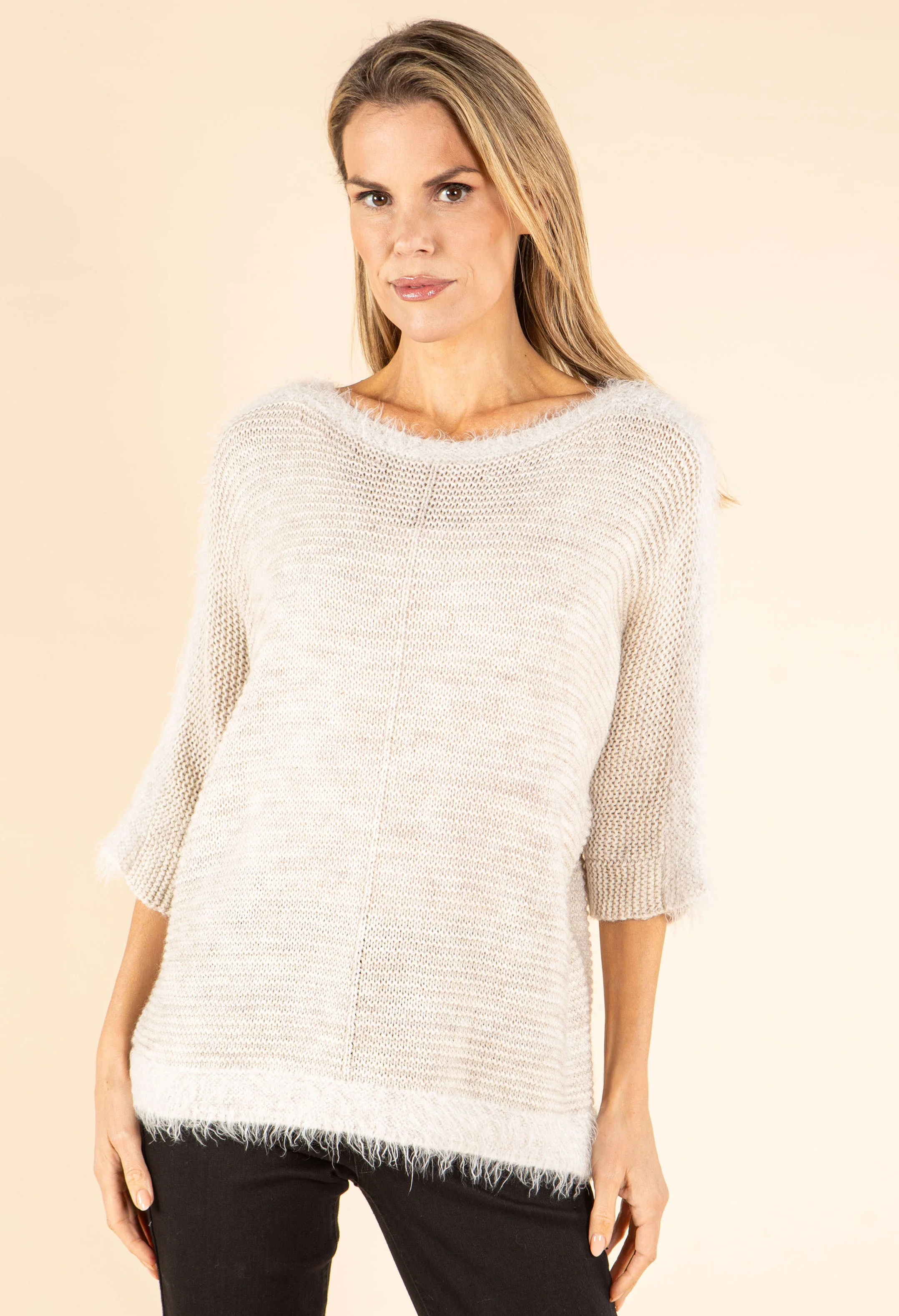 Ribbed Wool-Blend Knit Jumper with Fluffy Trim - Image 10