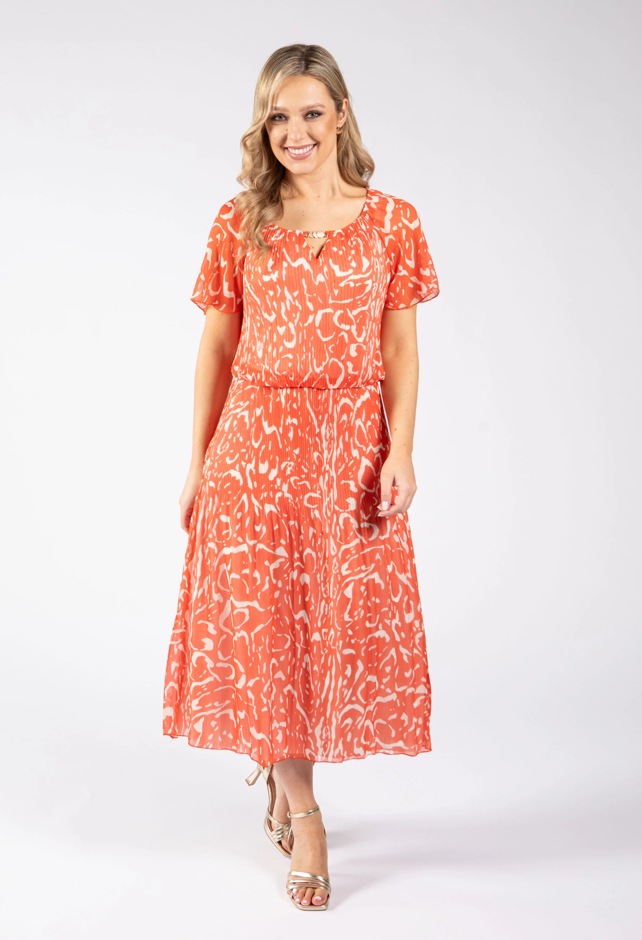 Rofari Plisse Pleated Midi Dress - Image 2