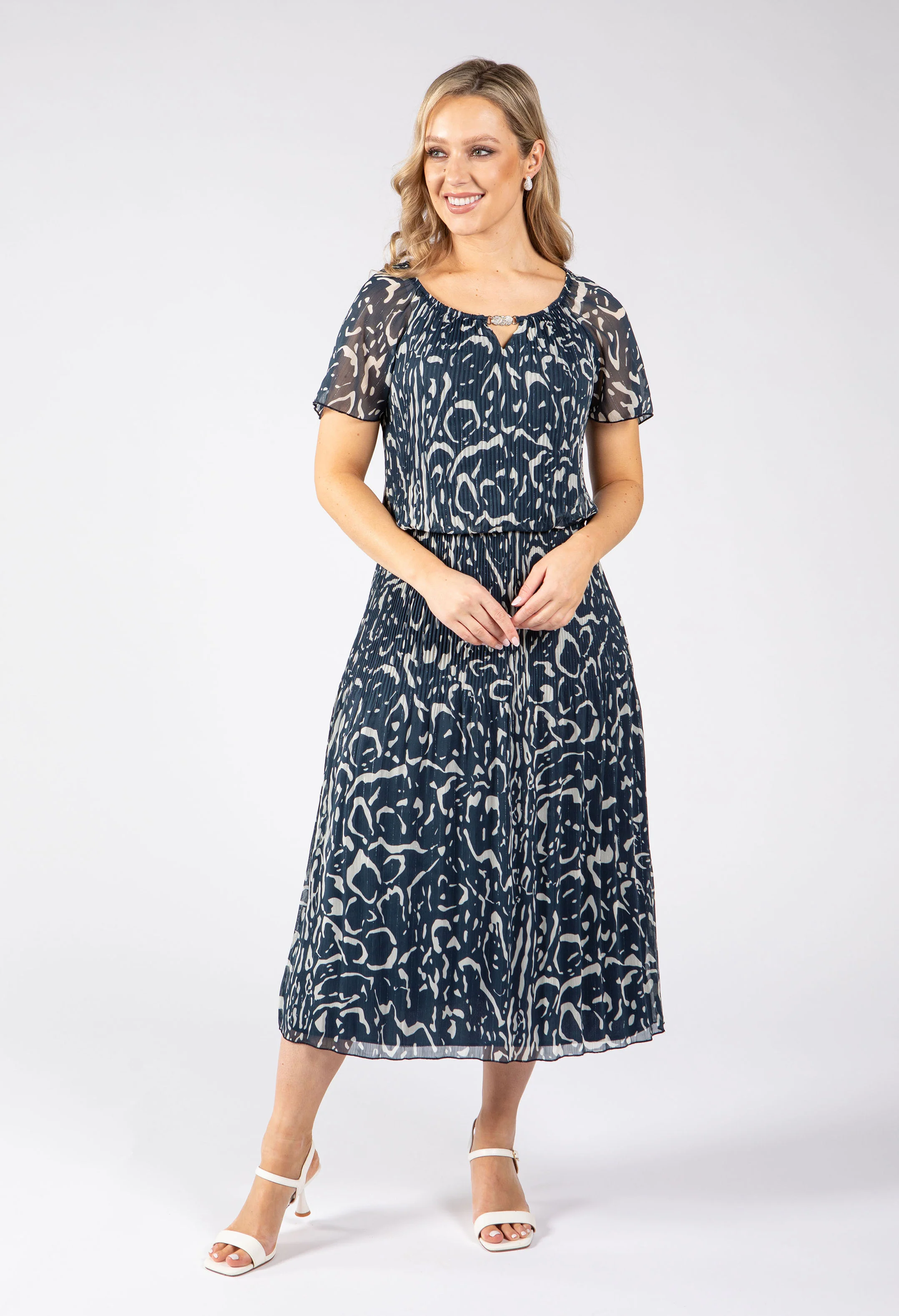 Rofari Plisse Pleated Midi Dress - Image 6