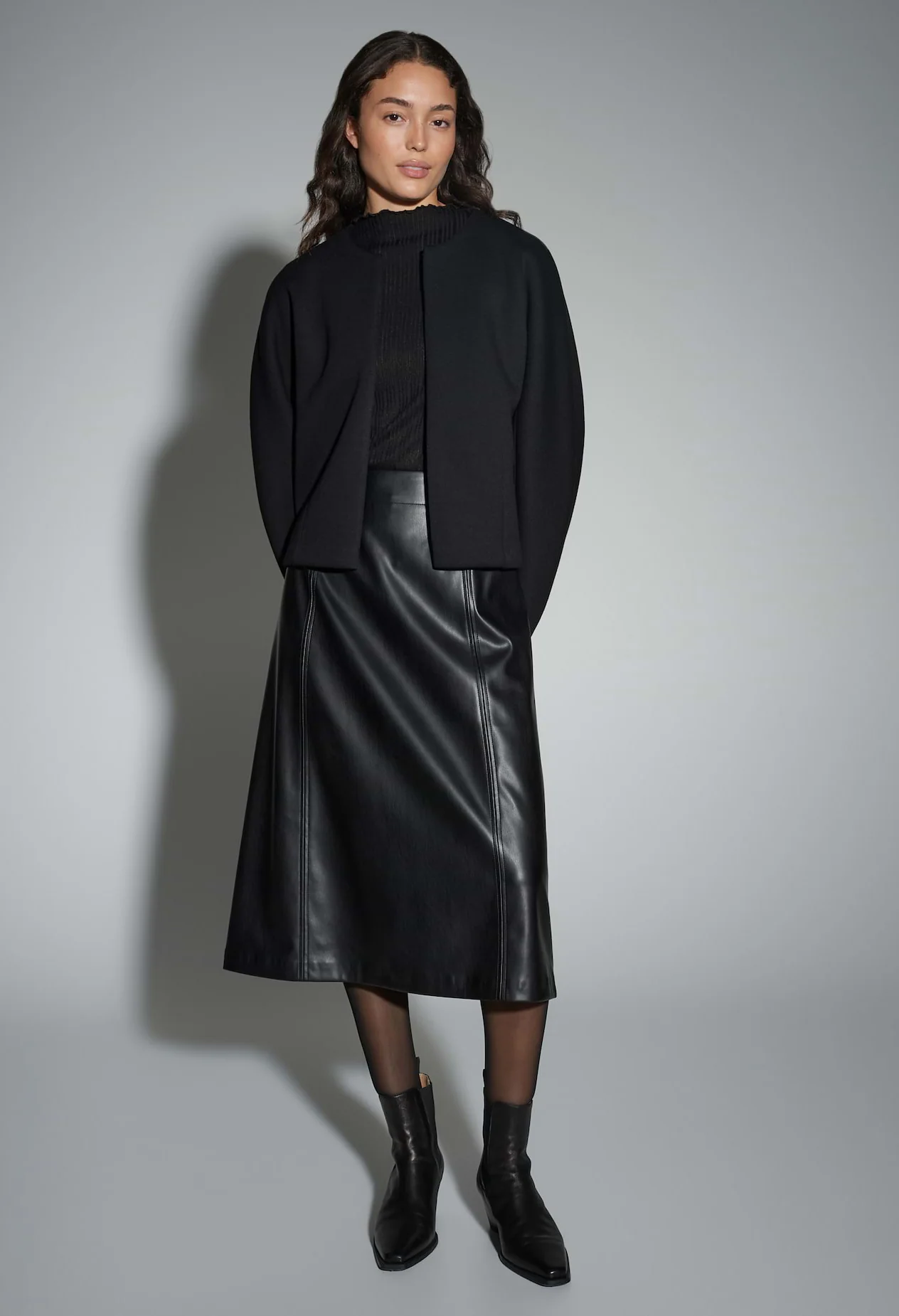 Roga midi skirt in soft faux leather