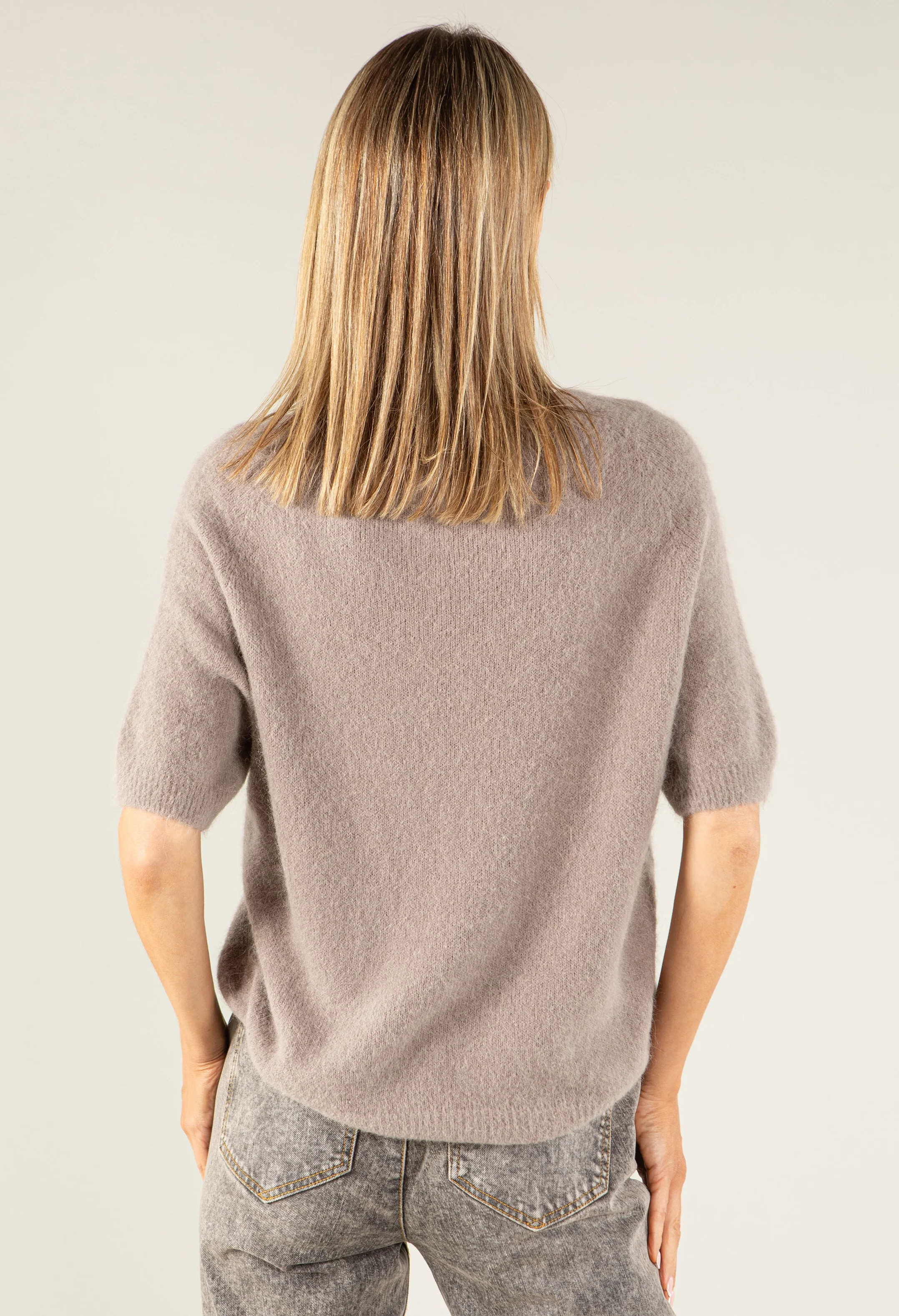Round Neck Short Sleeve Sweater in Superfine Alpaca - Image 5