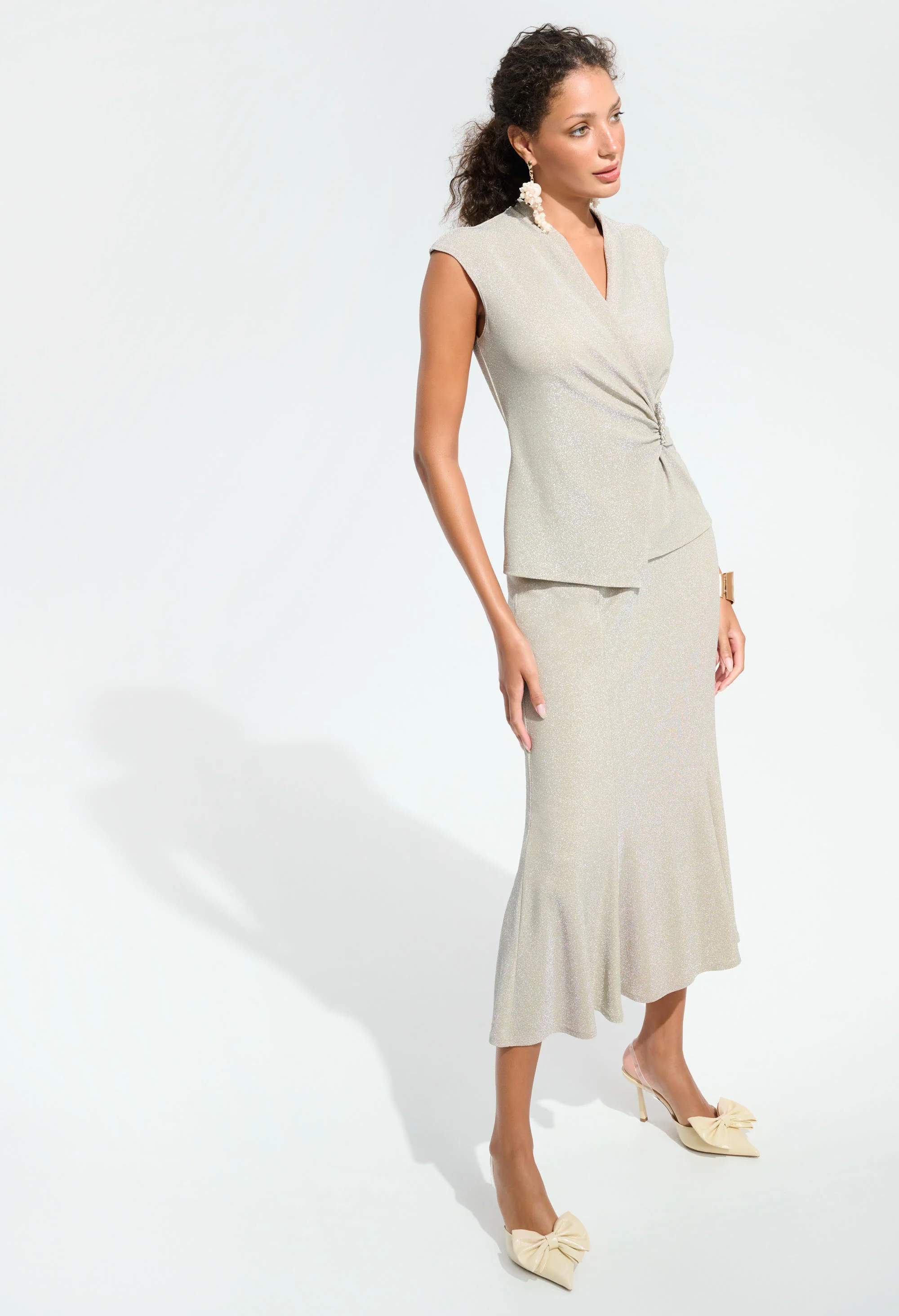 Ruched Midi Flared Skirt - Image 3