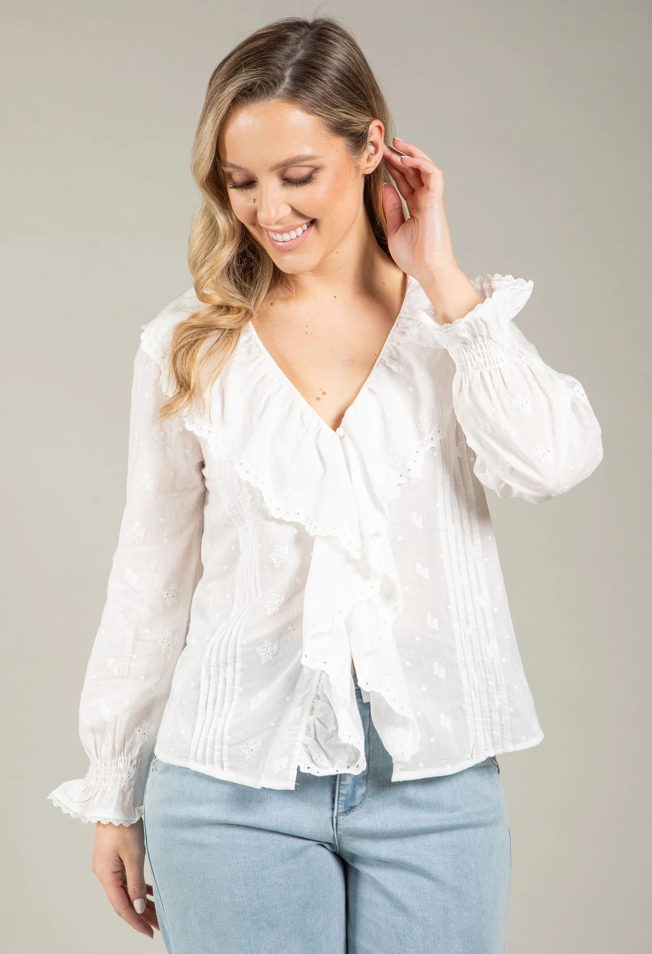Ruffle V-Neck Blouse - Image 2