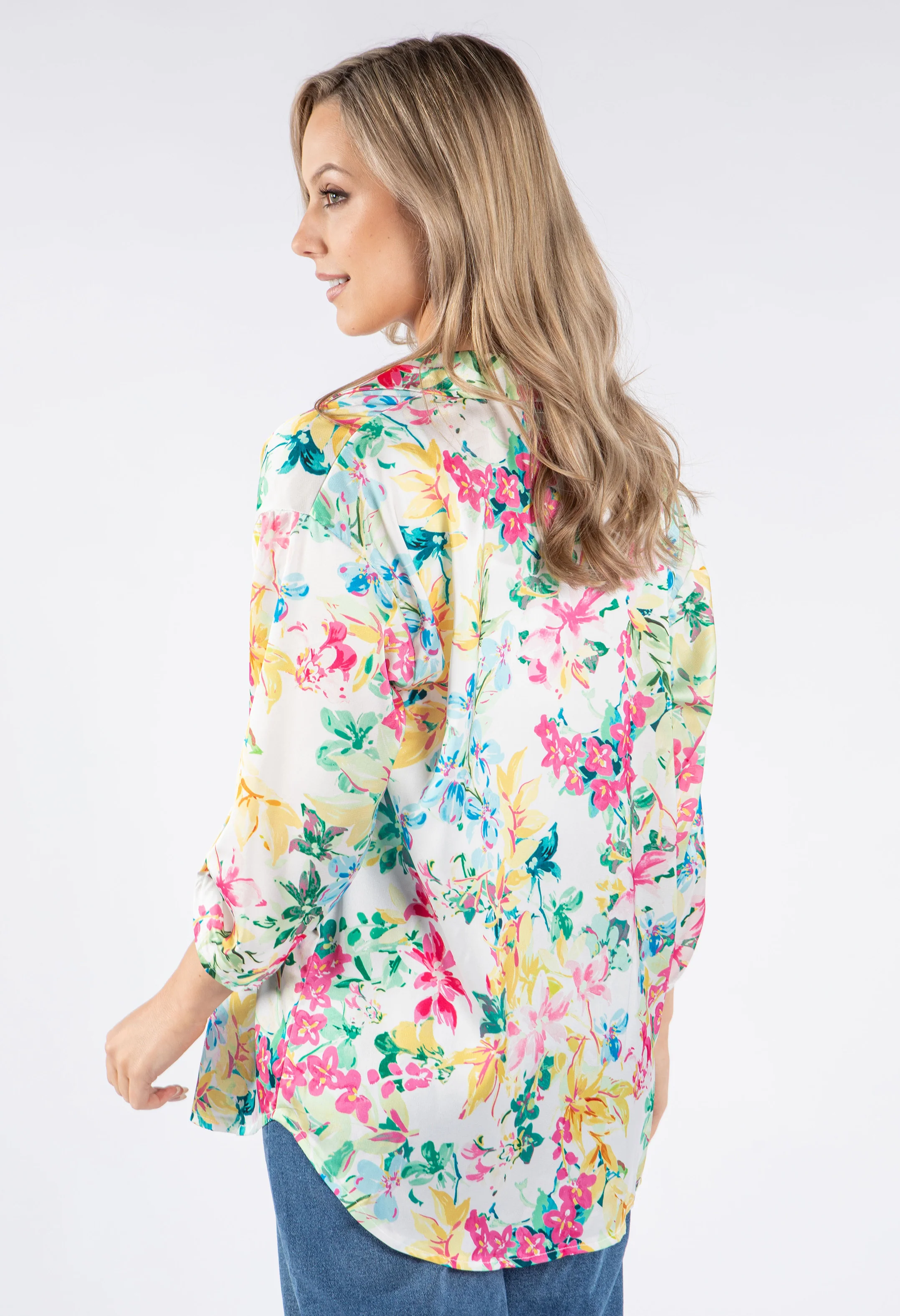 Satin Feel Summer Floral Print Shirt - Image 4