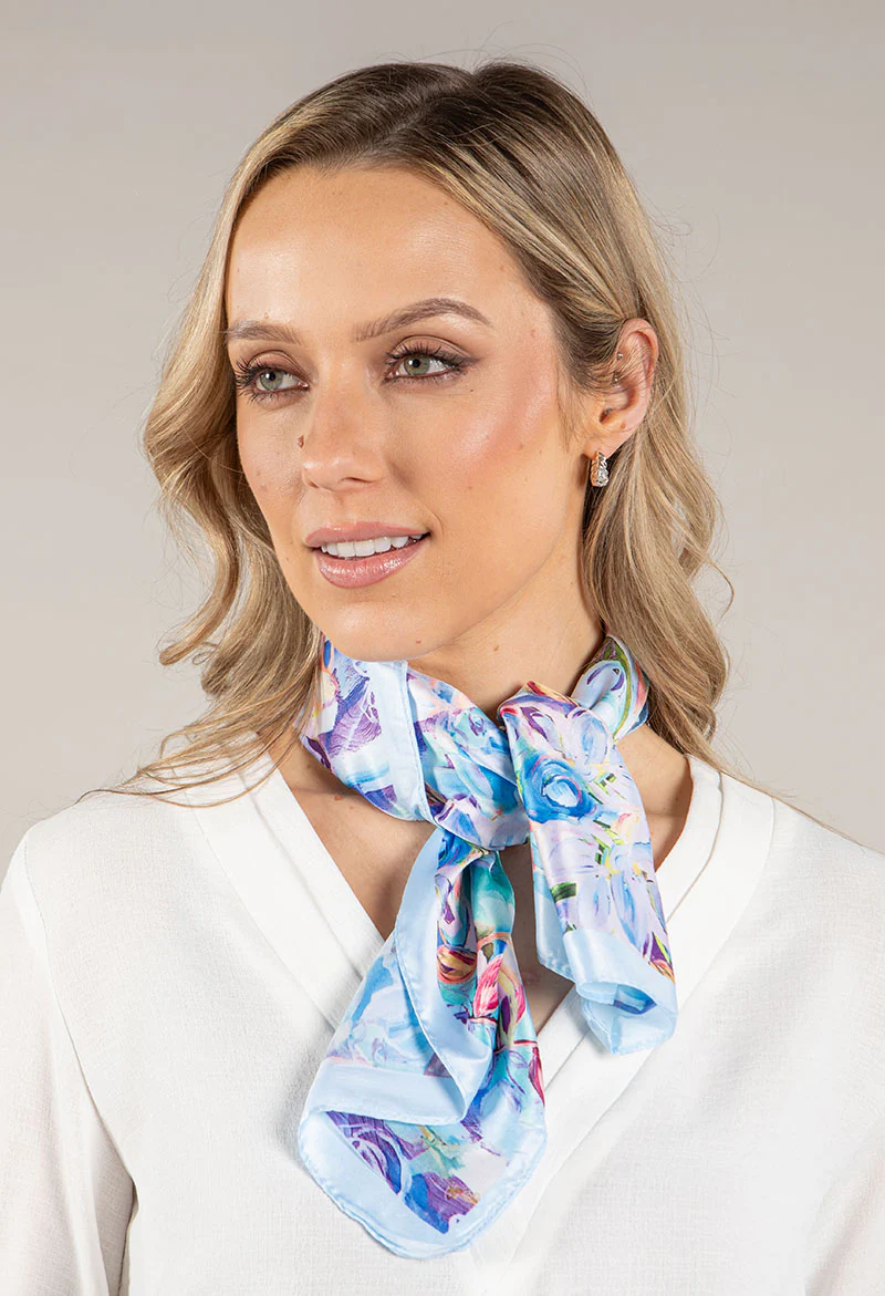 Satin Floral Scarf - Image 2