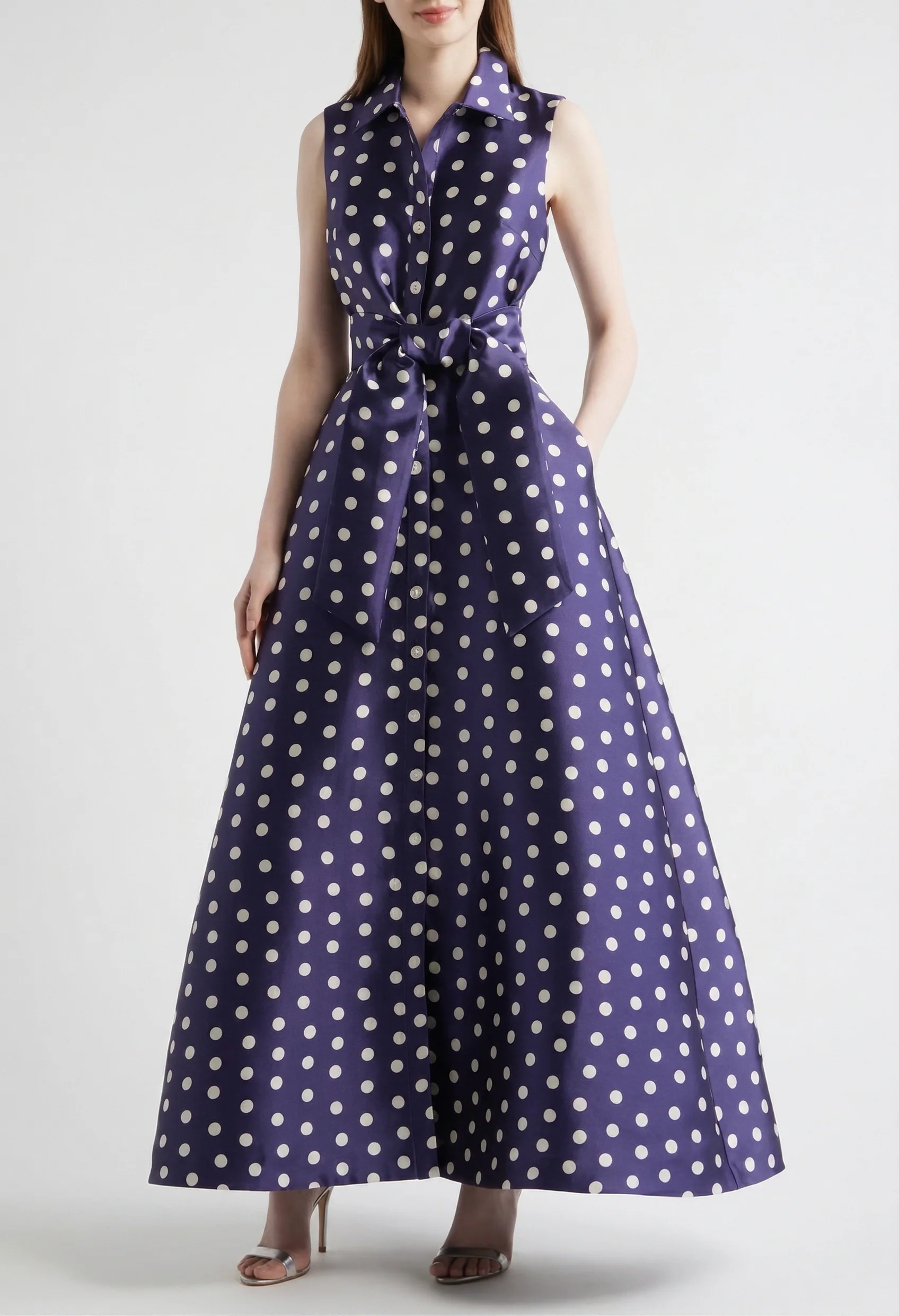 Satin Polka Dot Shirt Dresses - Image 2