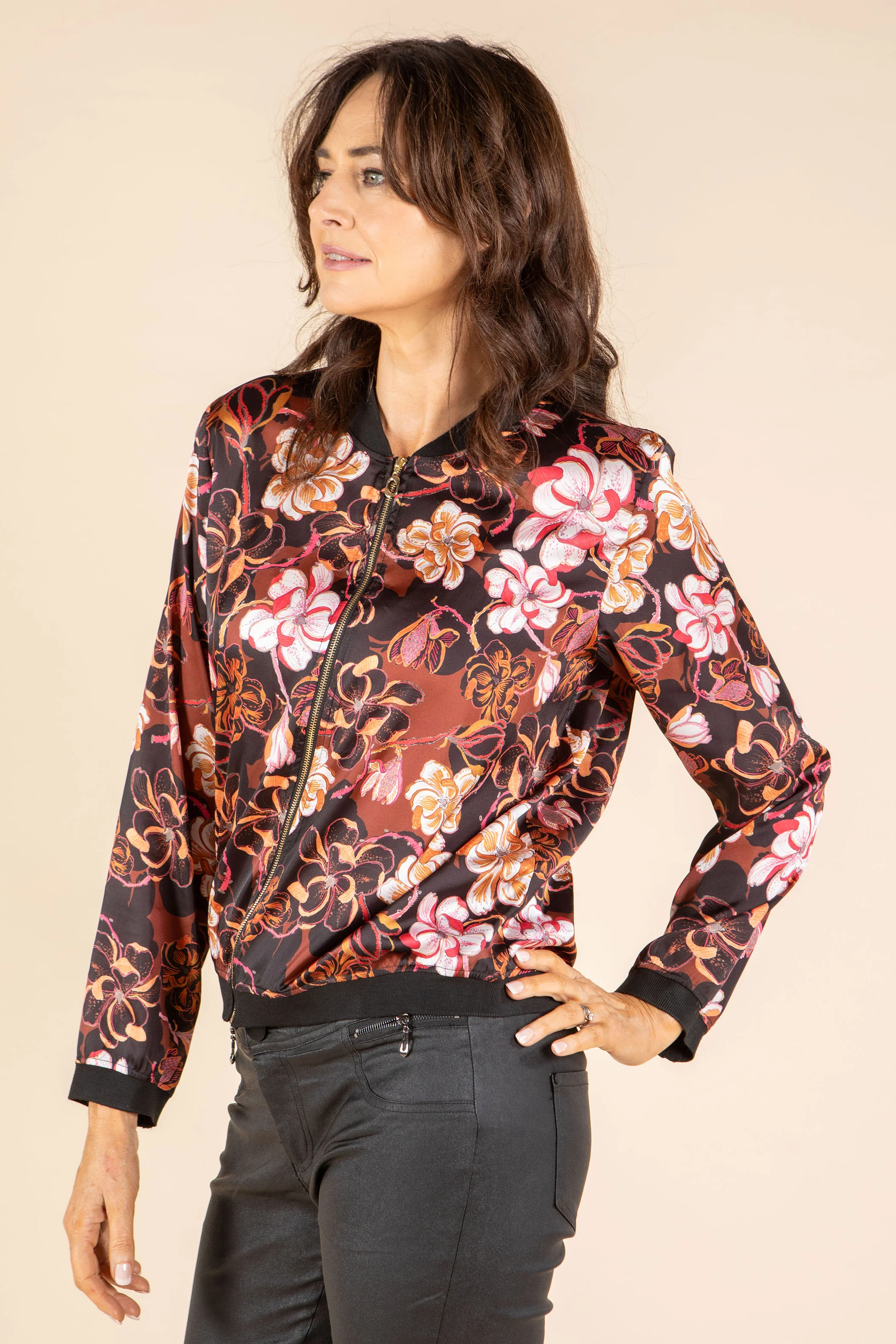 Satin Touch Floral Bomber Jacket - Image 8