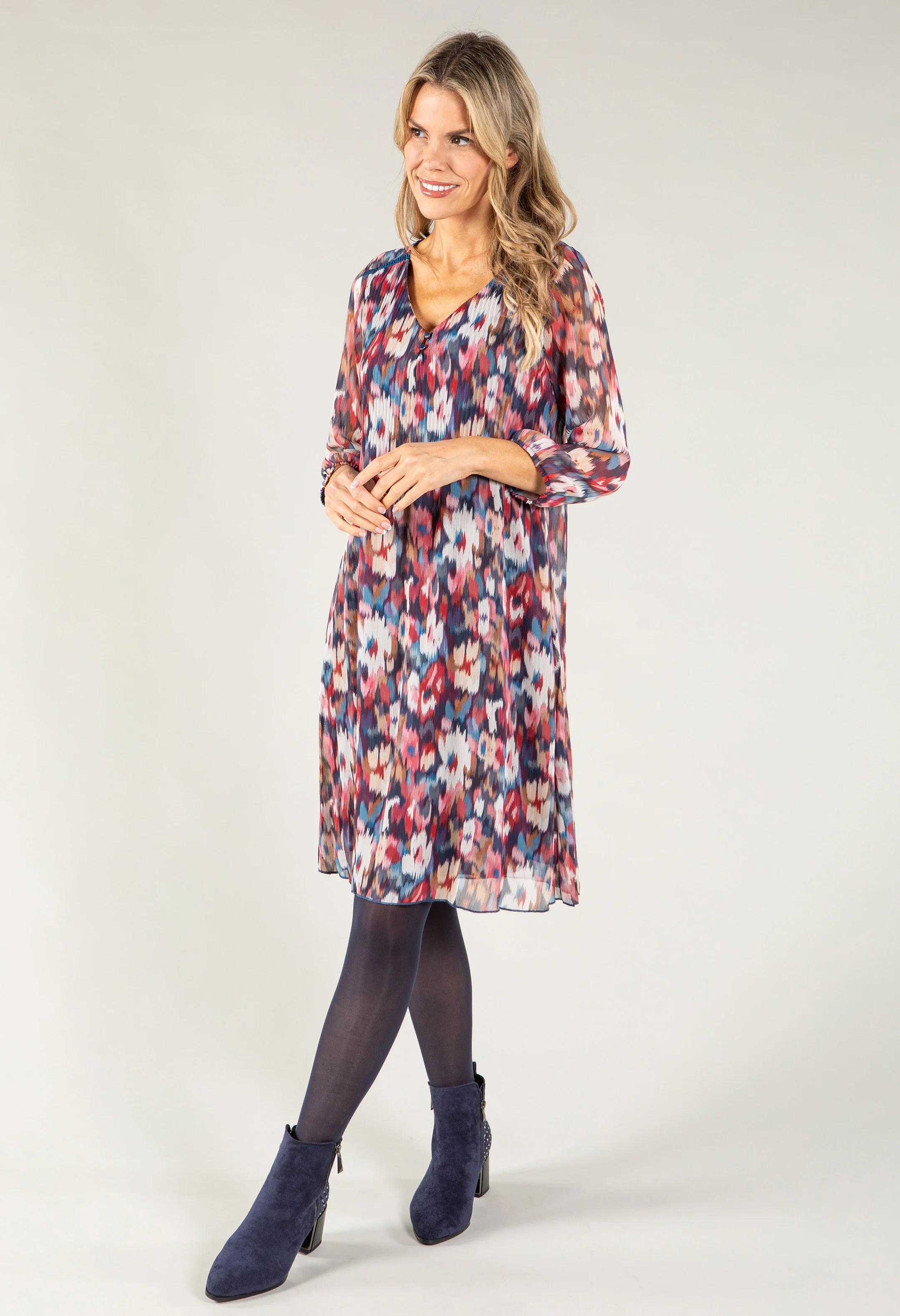 Colour Fleck V Neckline Dress - Image 4
