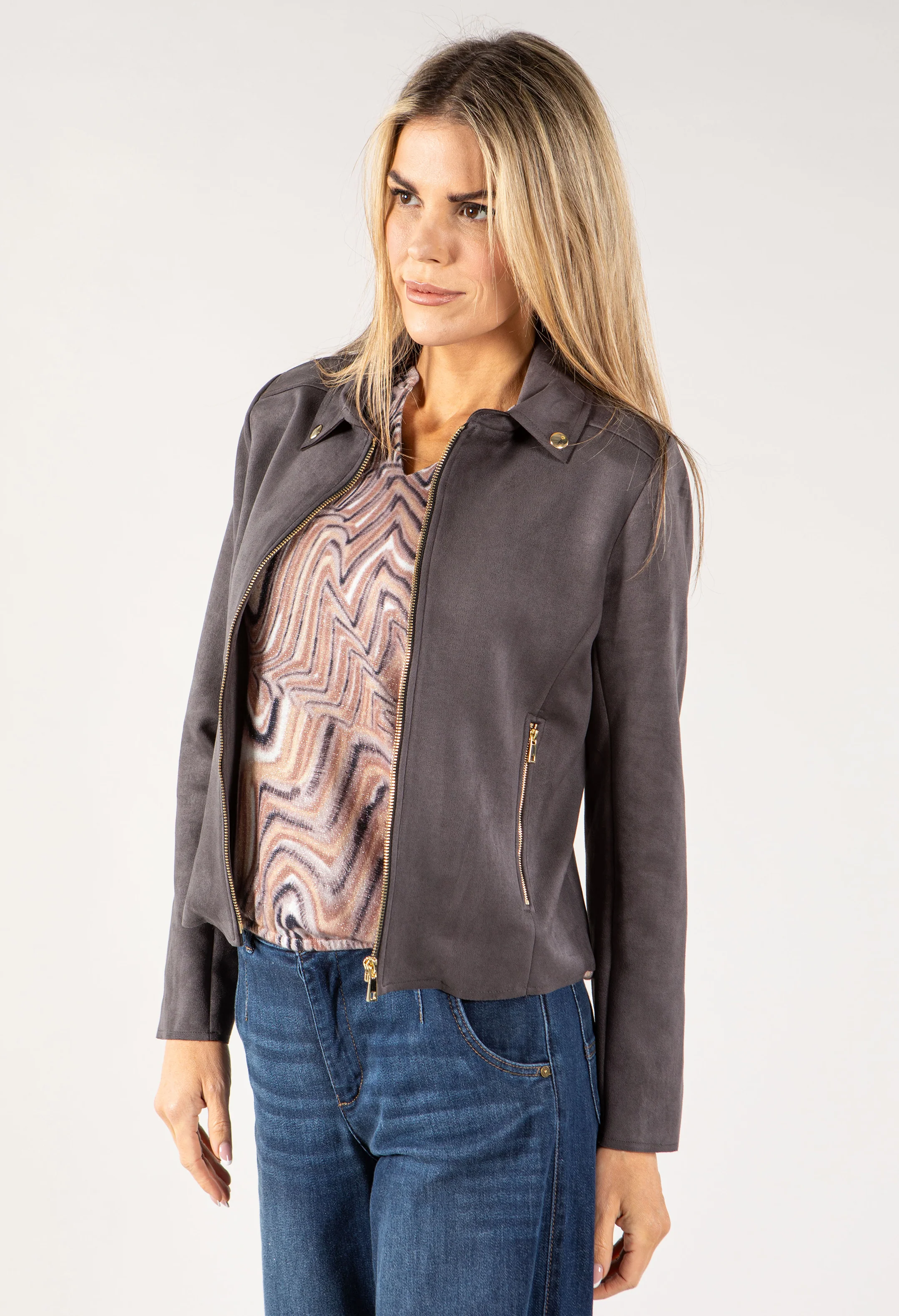 Suedette Biker Jacket - Image 6