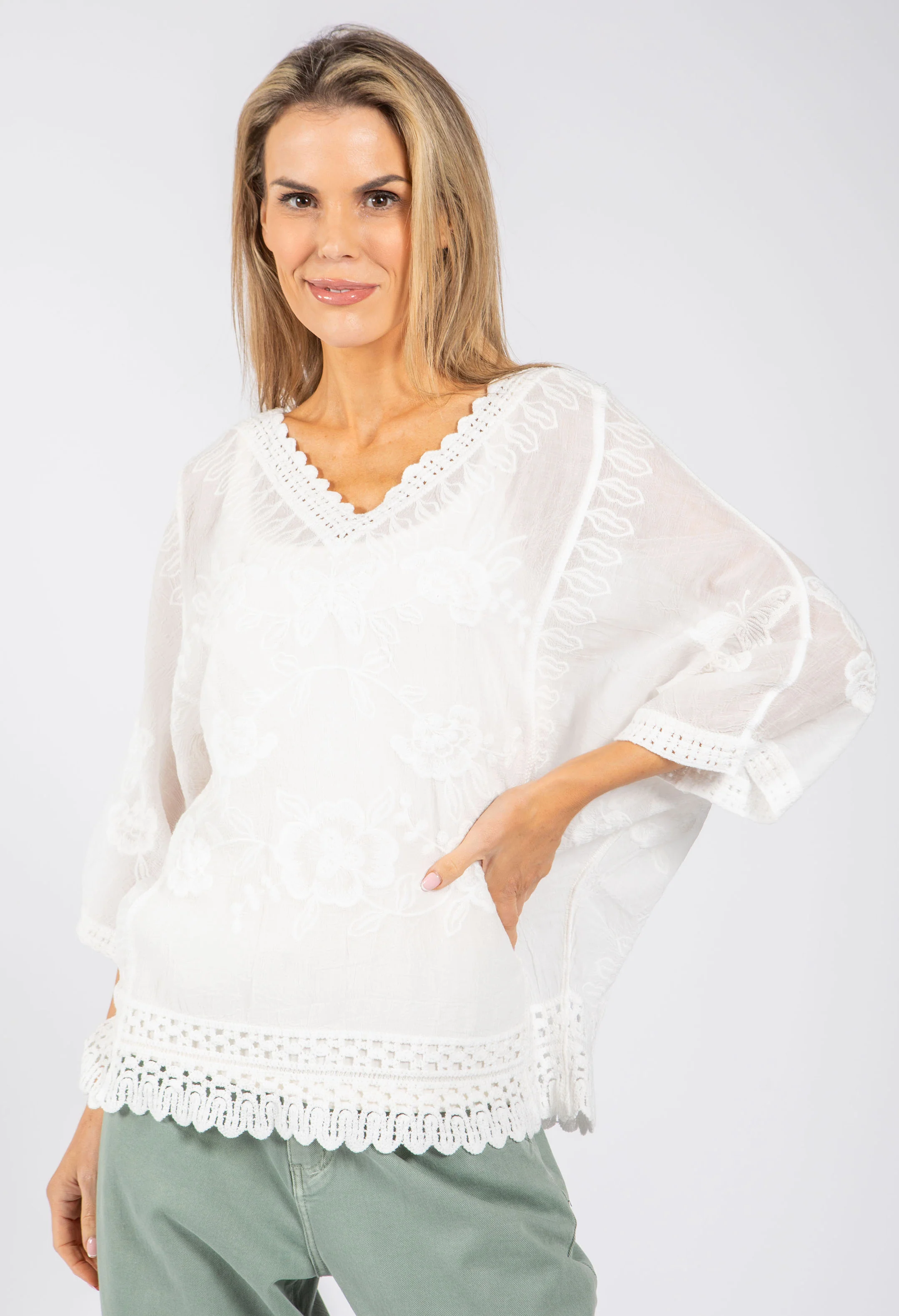 Scallop Detail V-Neck Blouse - Image 3