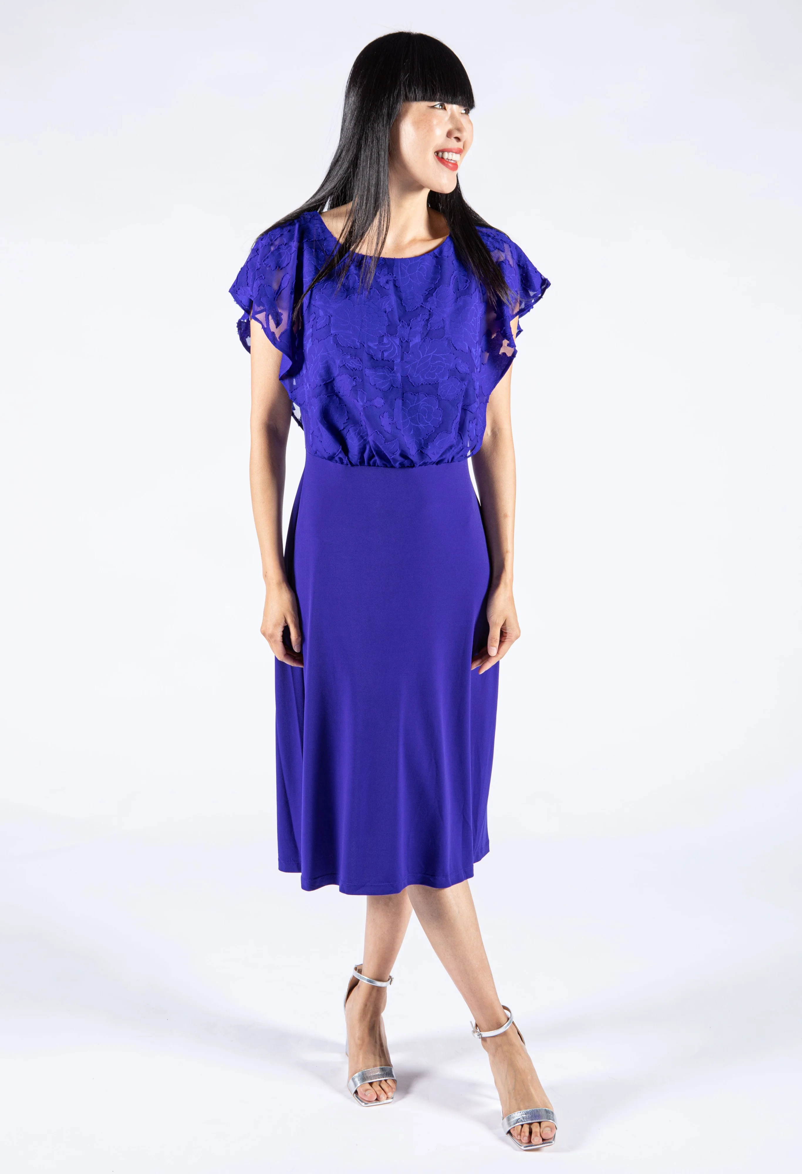 Sheer Floral Detail Midi Dress - Image 10