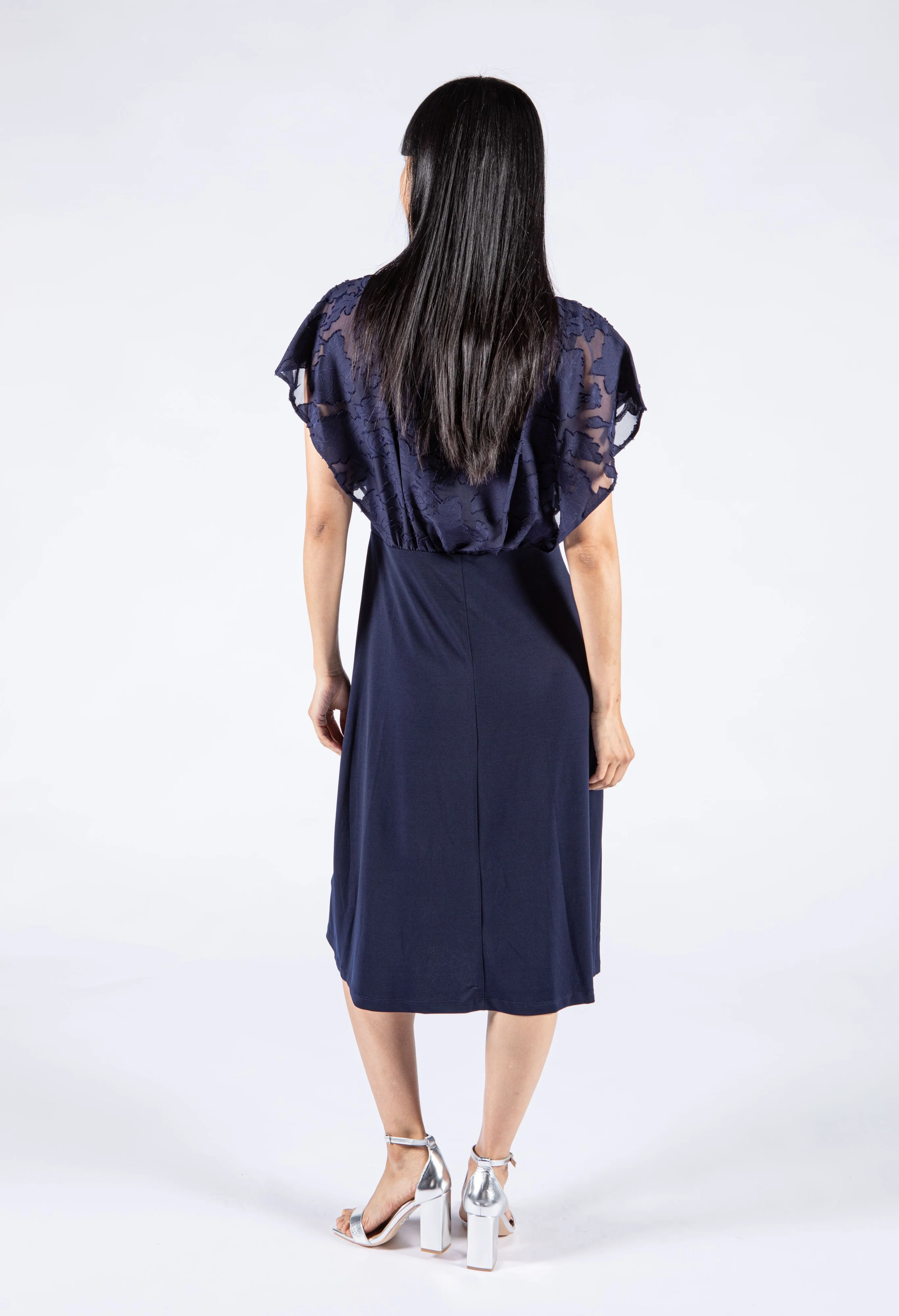 Sheer Floral Detail Midi Dress - Image 3