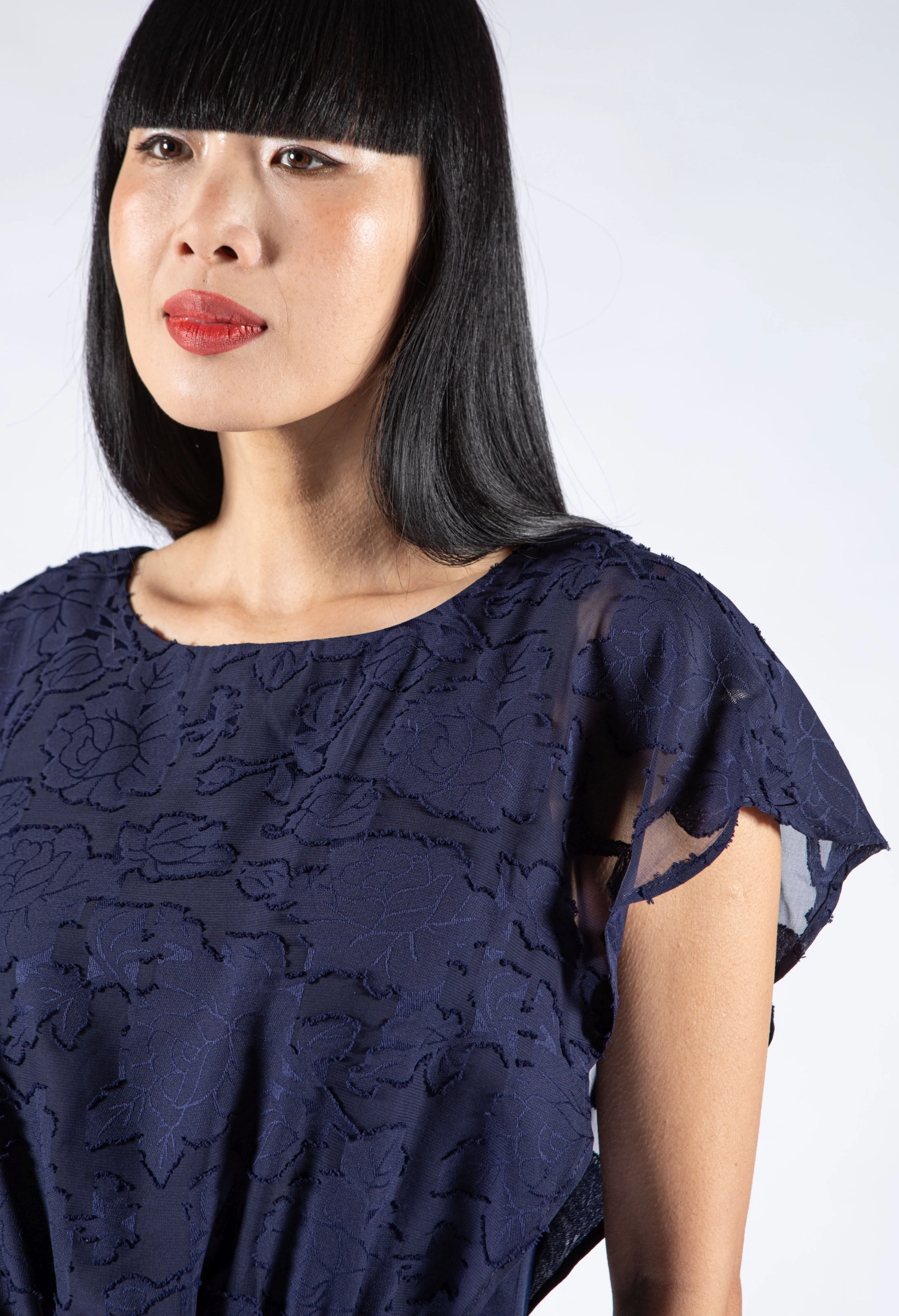 Sheer Floral Detail Midi Dress - Image 4