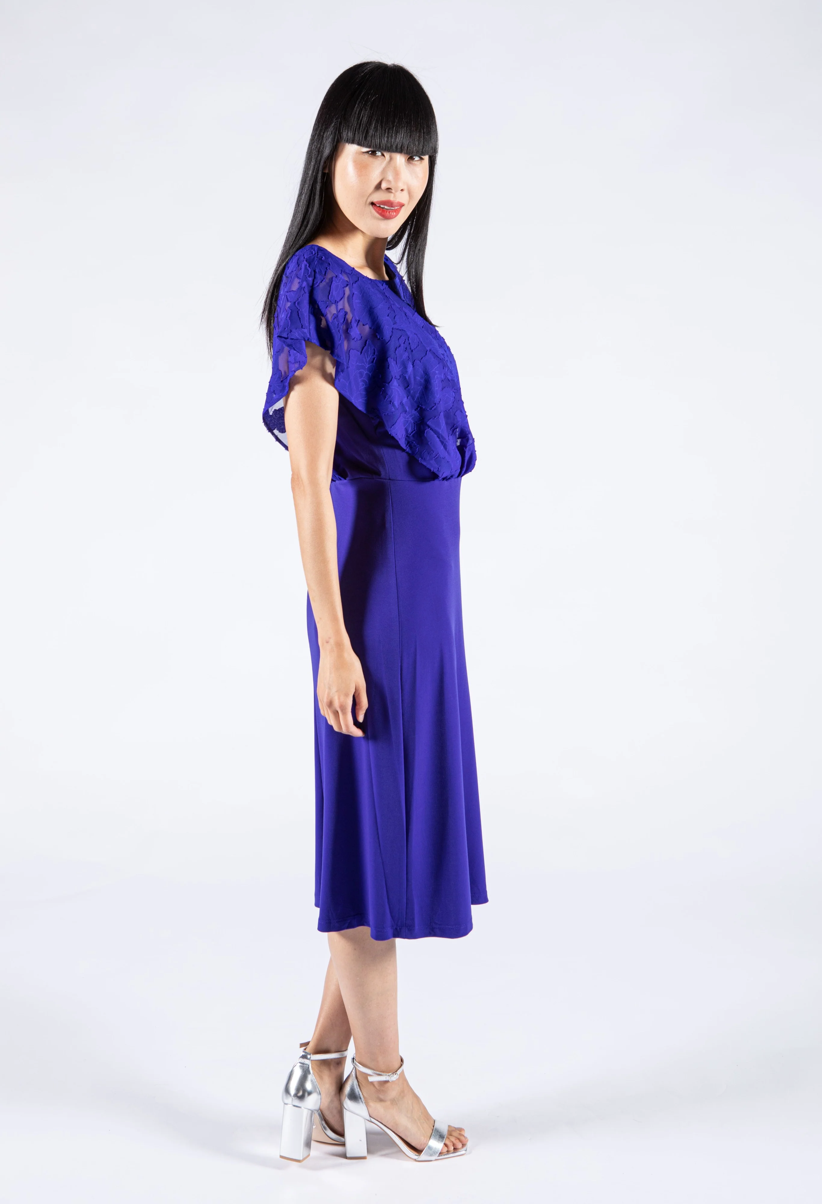 Sheer Floral Detail Midi Dress - Image 7