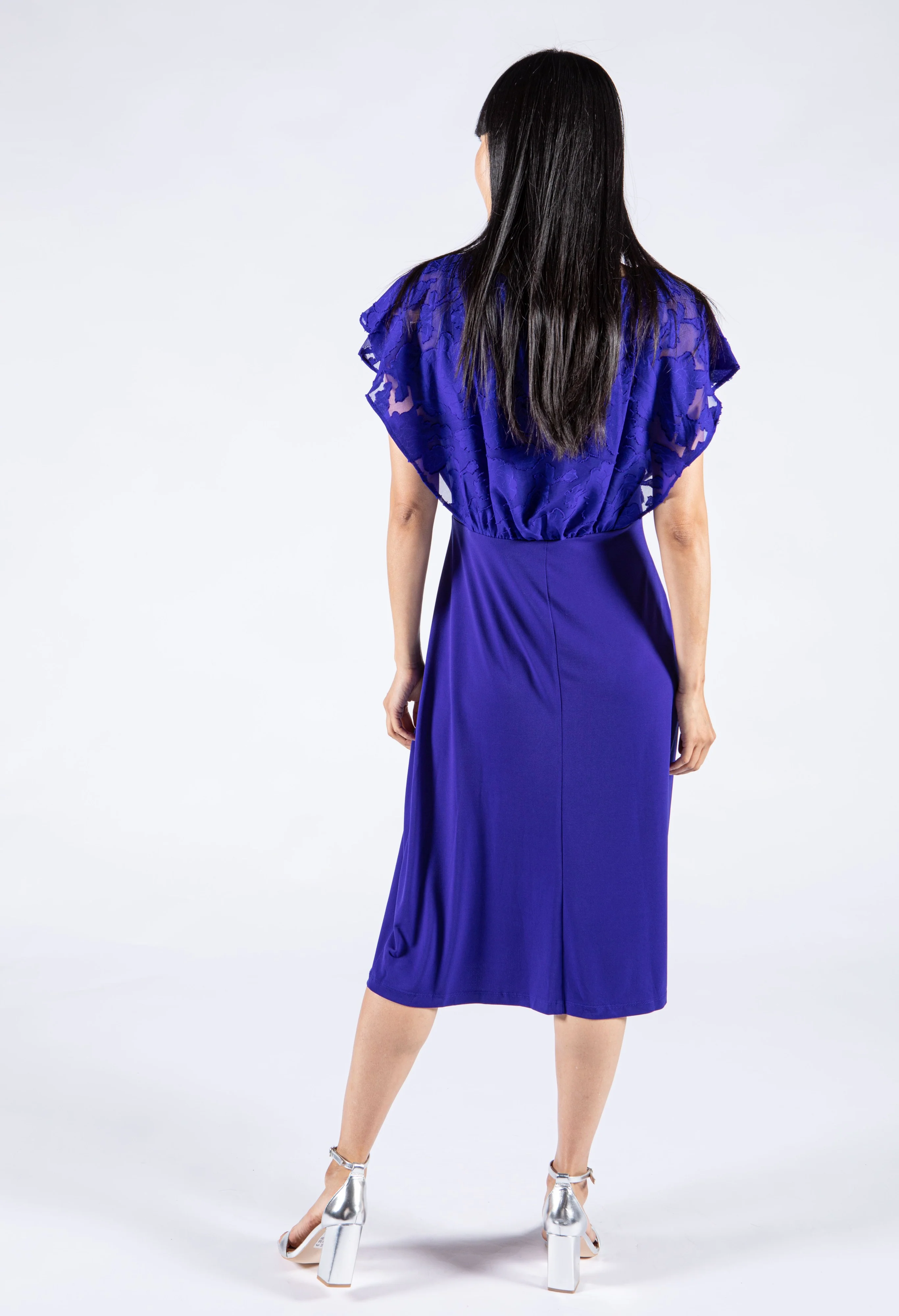 Sheer Floral Detail Midi Dress - Image 8