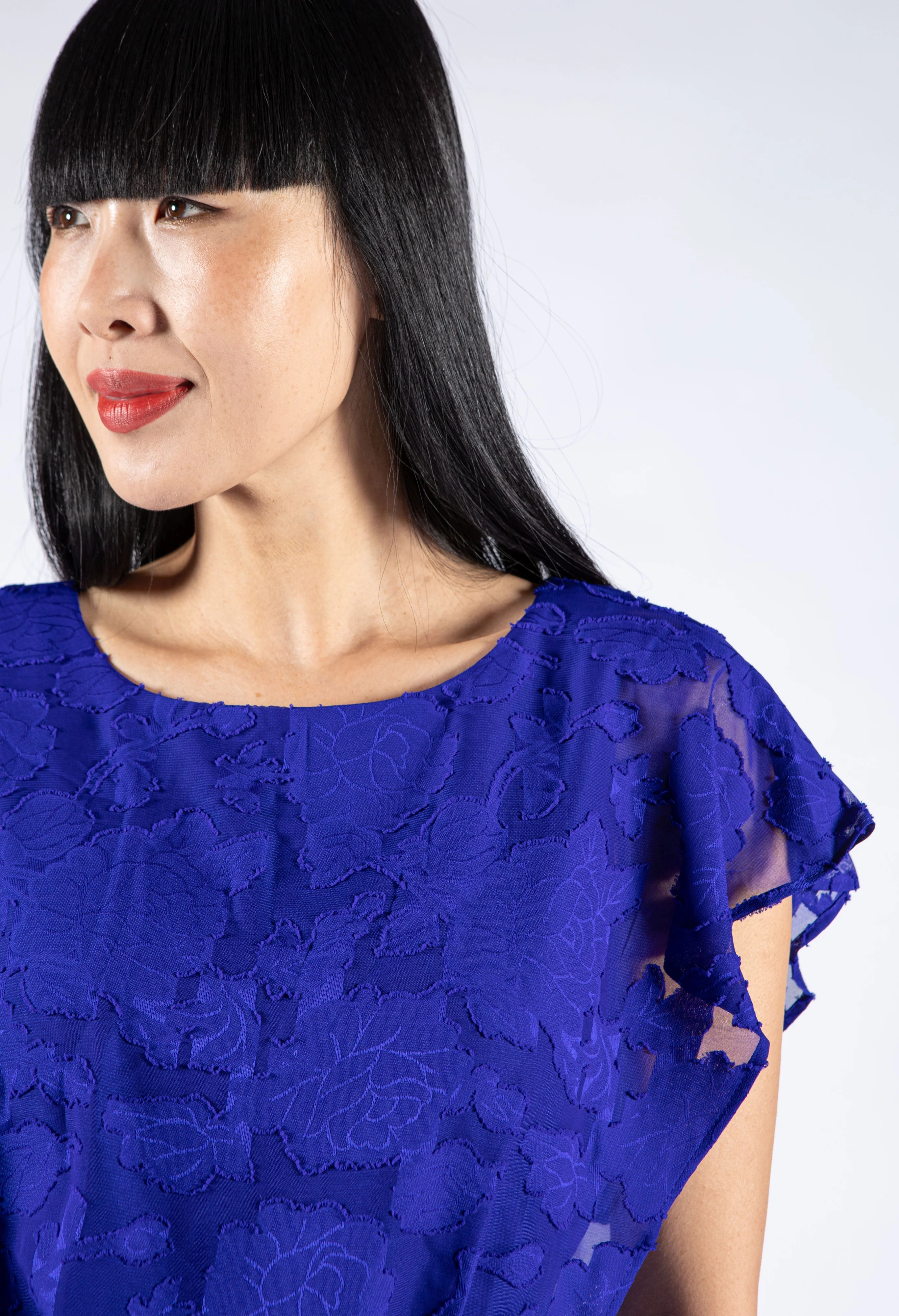 Sheer Floral Detail Midi Dress - Image 9