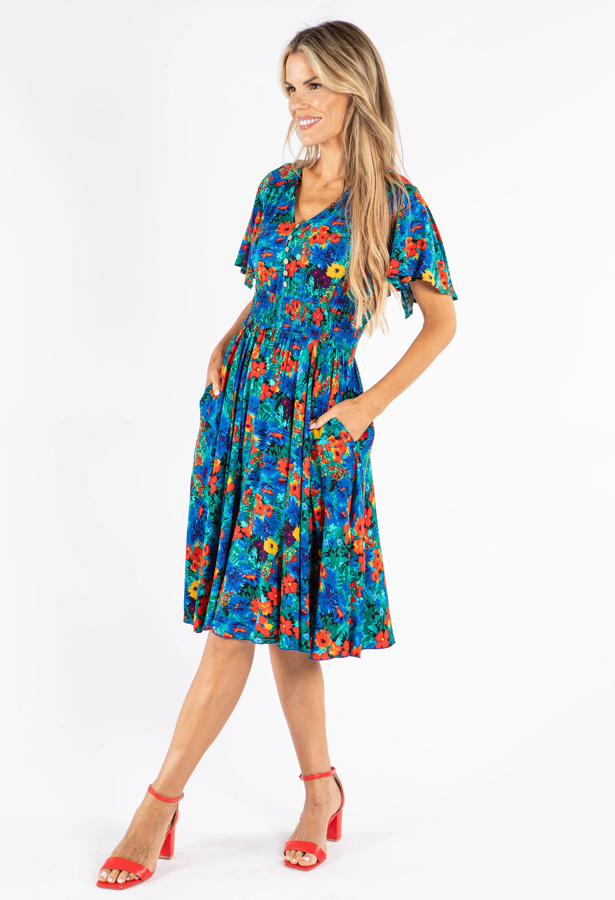 Shirred Waist Floral Dress - Image 3