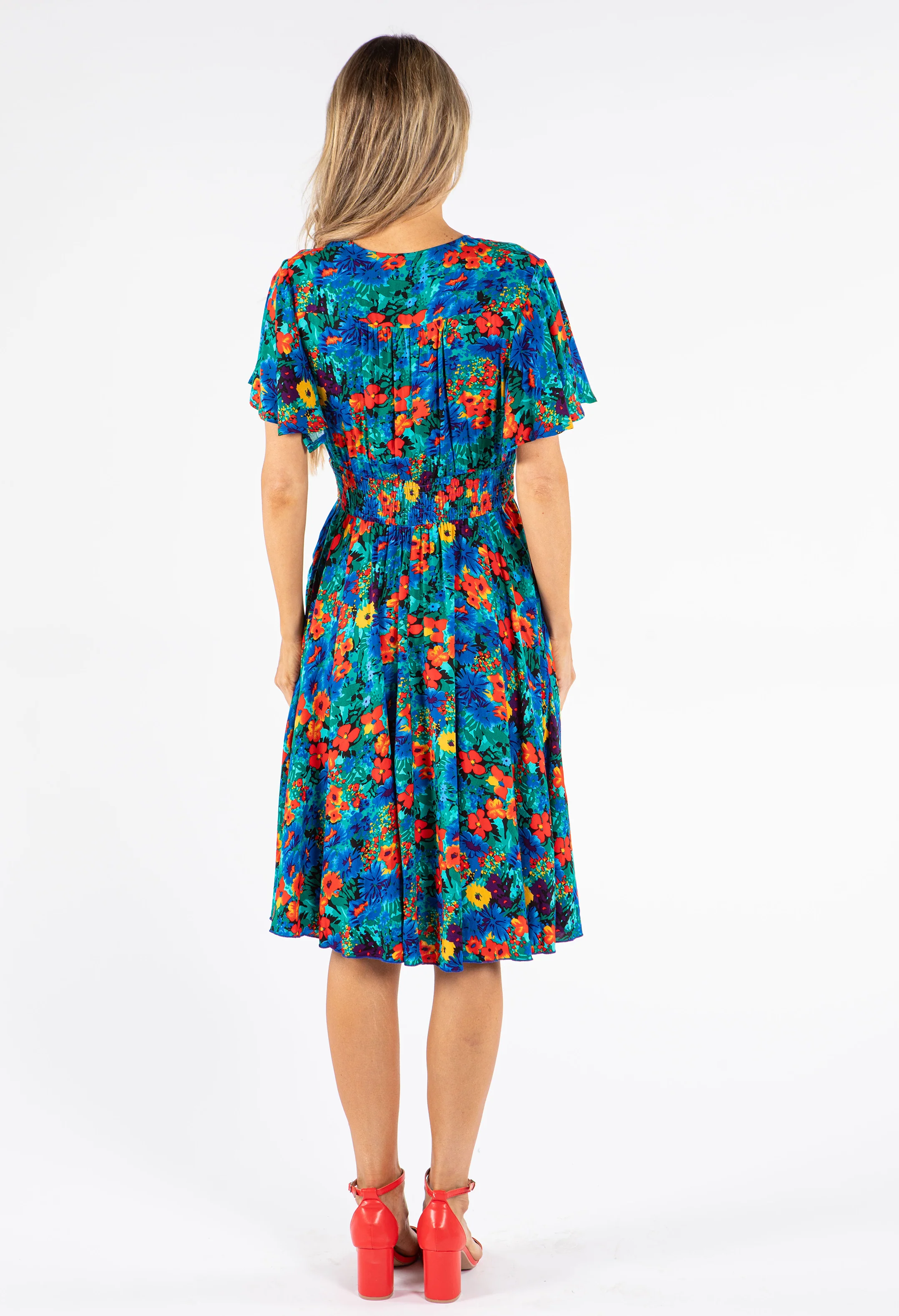 Shirred Waist Floral Dress - Image 4