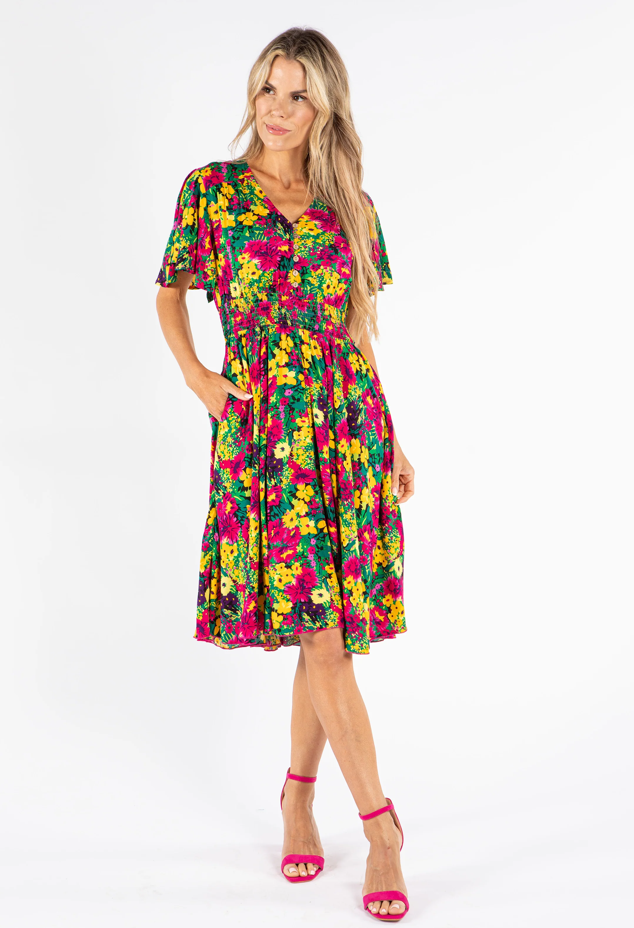 Shirred Waist Floral Dress - Image 6