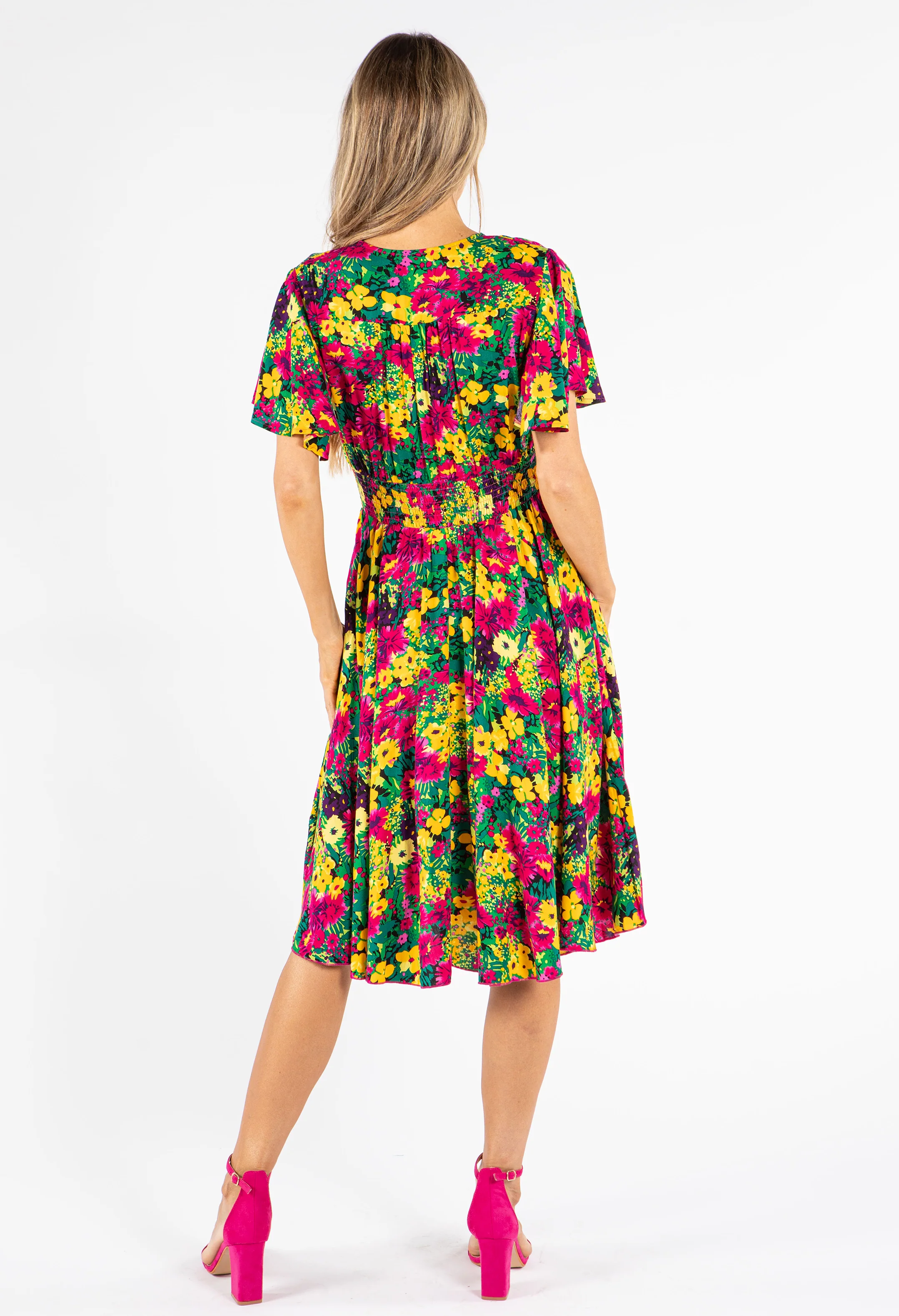 Shirred Waist Floral Dress - Image 8