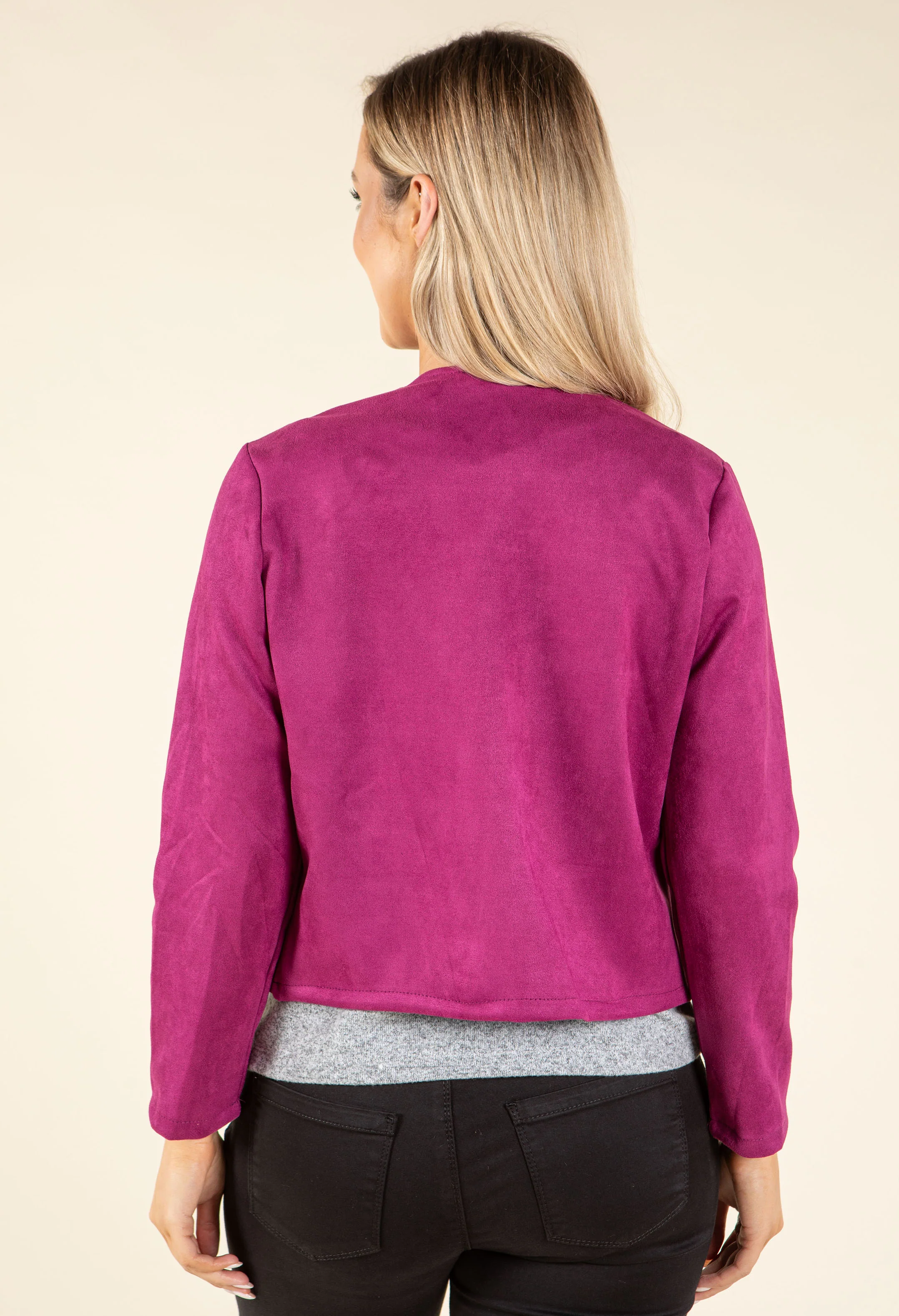 Short Faux Suede Jacket - Image 8