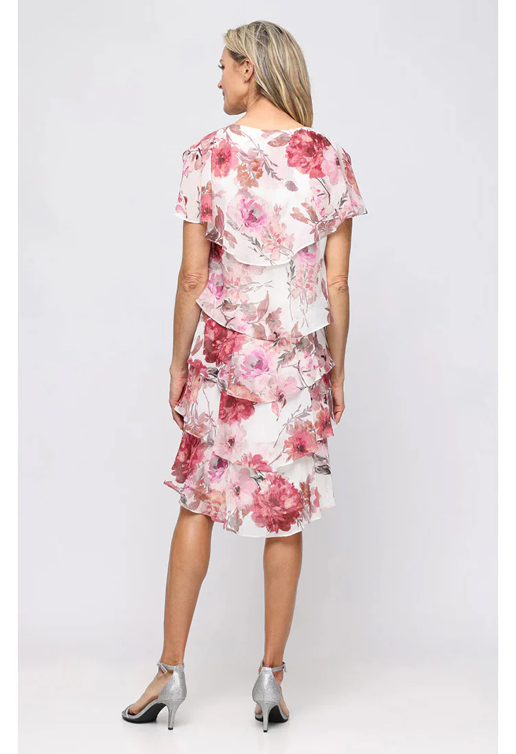 Short Printed Chiffon Tier Dress - Image 4