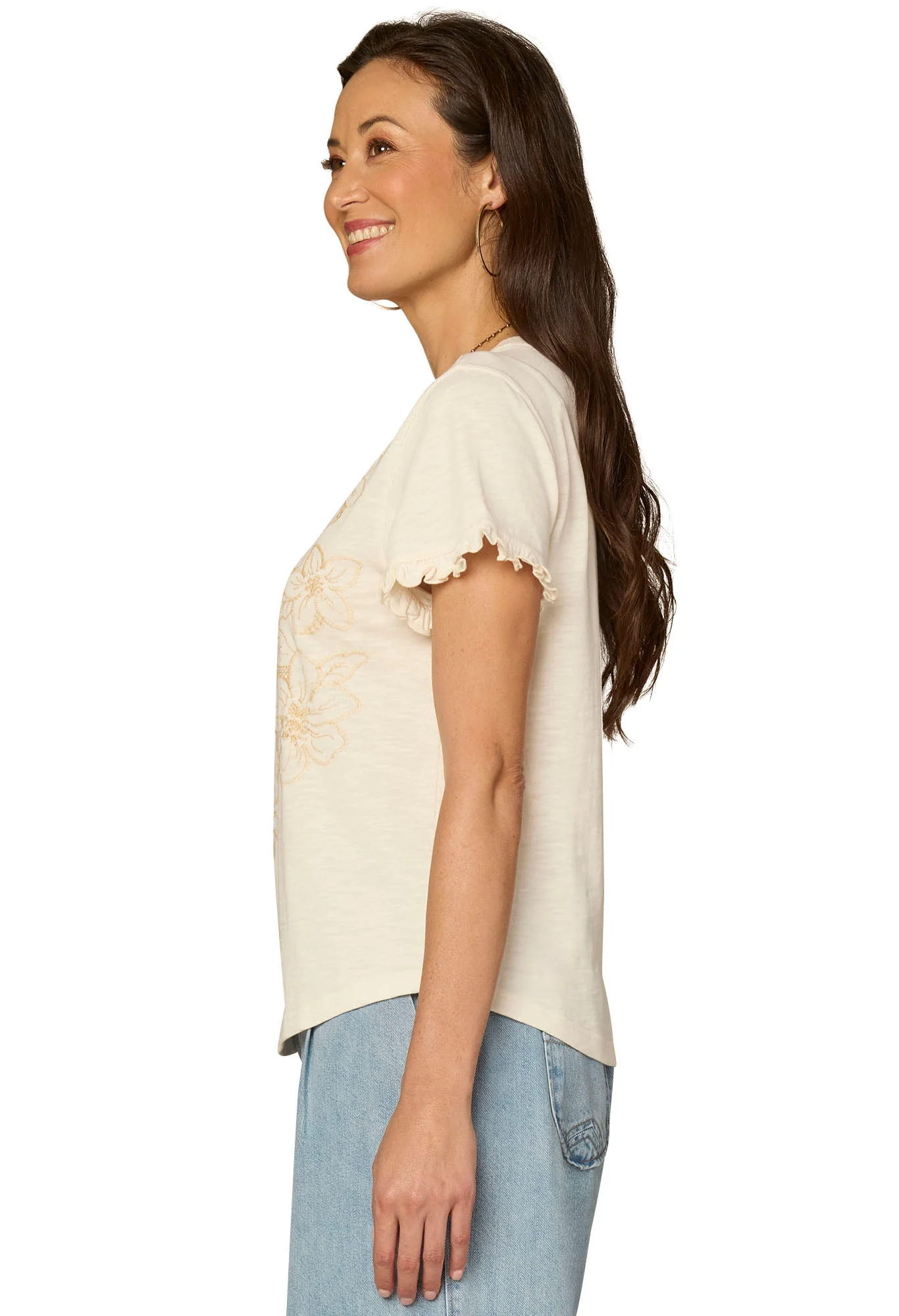 Short Ruffle Sleeve Knit Top - Image 2
