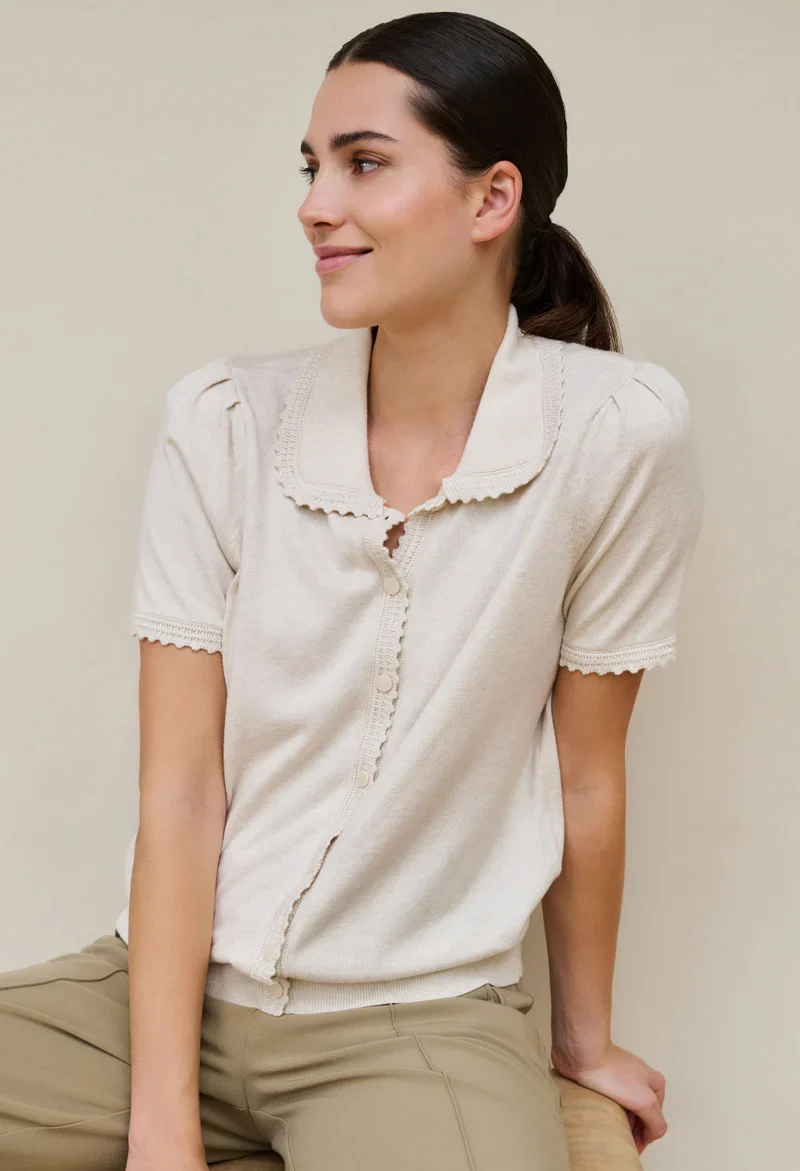 Short Sleeve Knit Cardigan