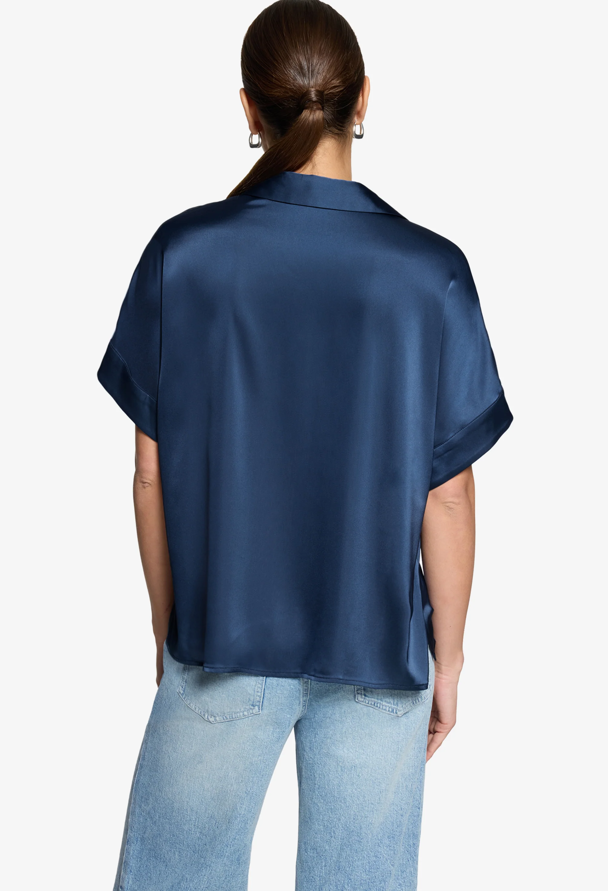 Short Sleeve Satin Blouse - Image 2