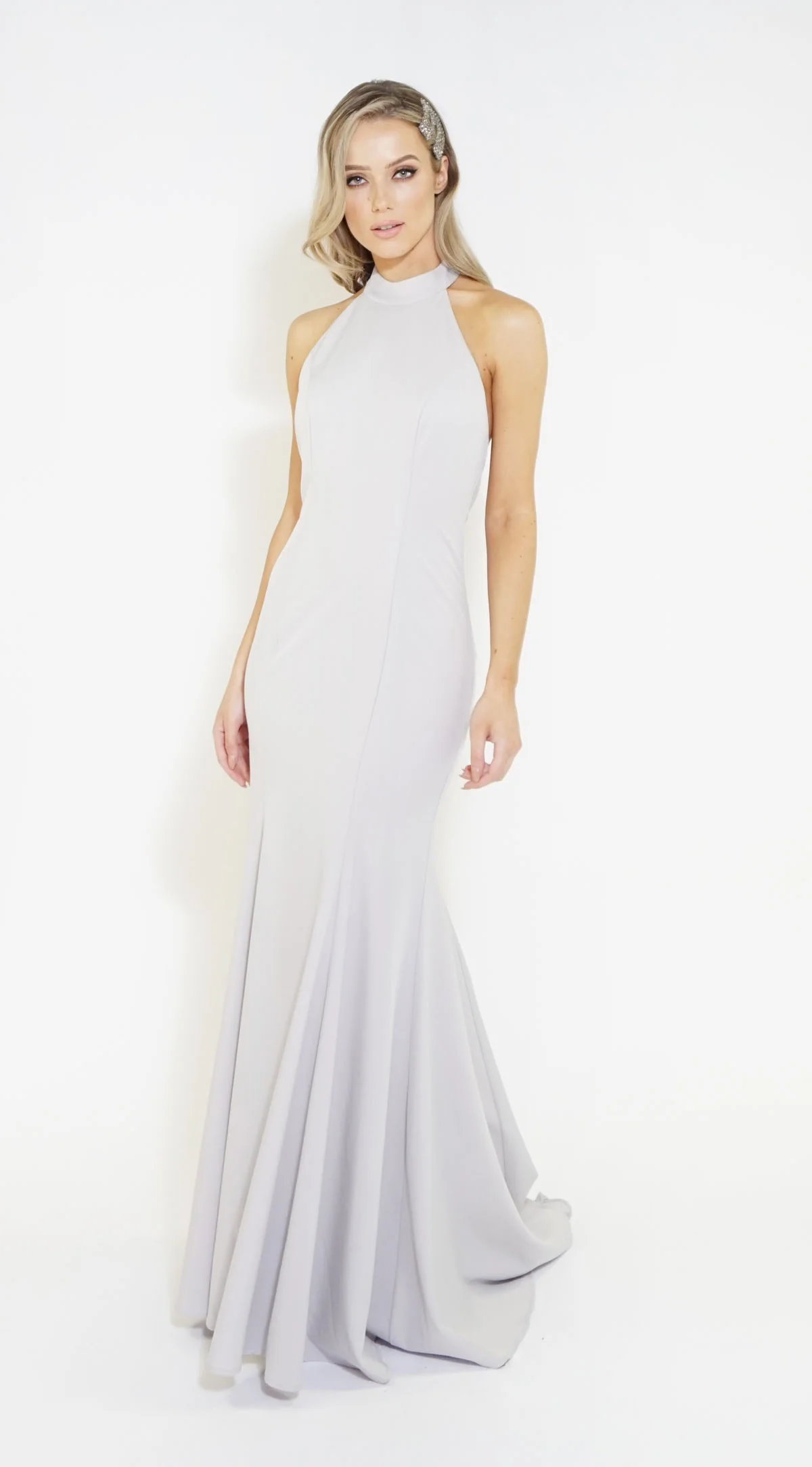 Silver Halter Neck Long Dress - Image 3