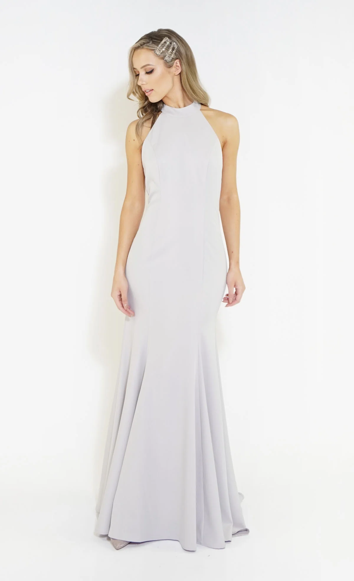 Silver Halter Neck Long Dress - Image 5