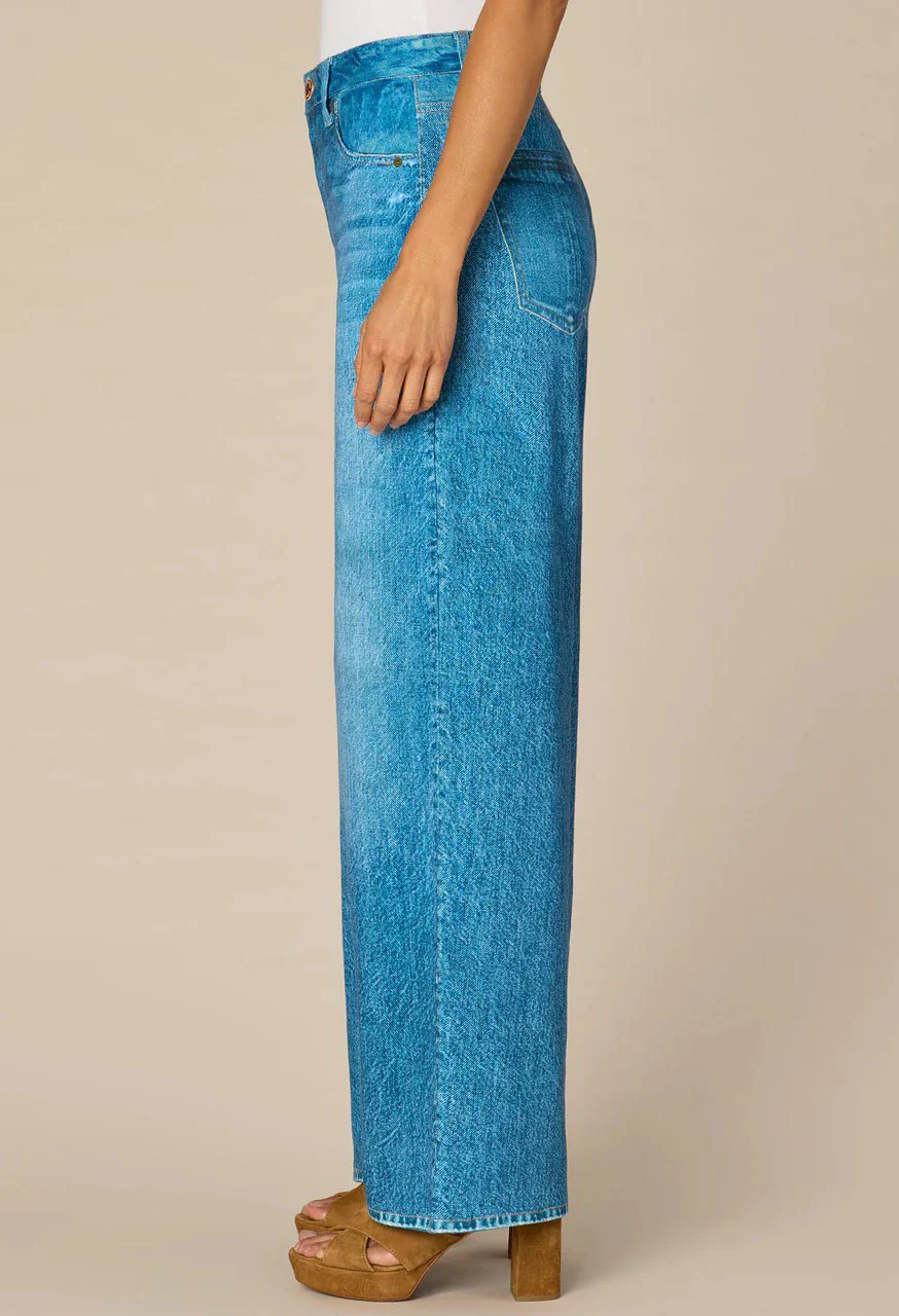 Skyrise French Terry Printed Wide Leg Knit Jeans - Image 2