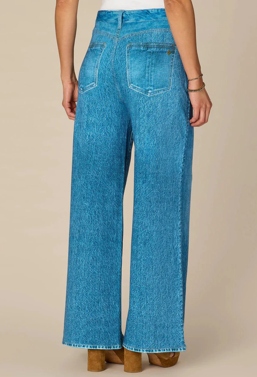 Skyrise French Terry Printed Wide Leg Knit Jeans - Image 4