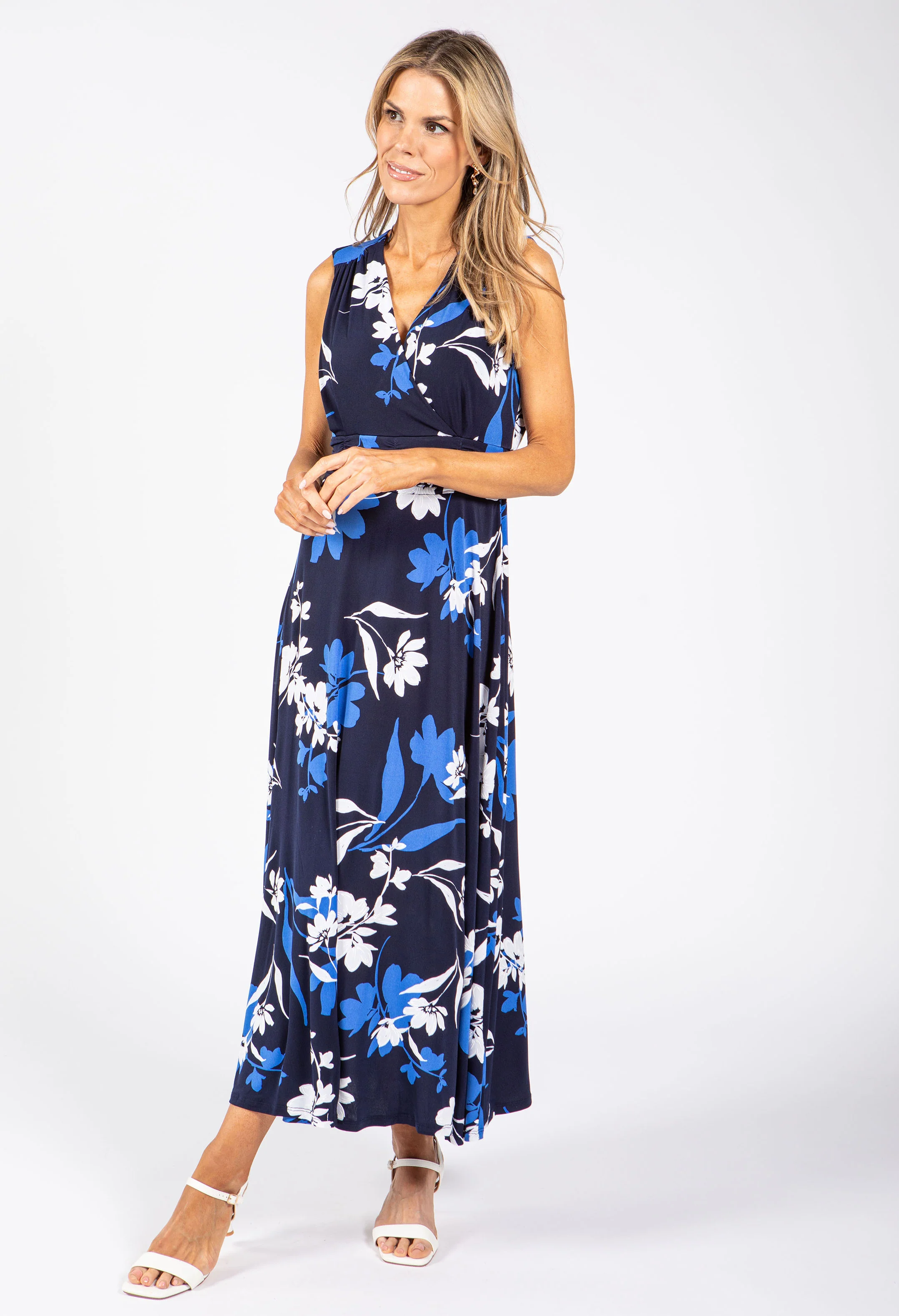 Sleeveless Floral Wrap Dress - Image 5