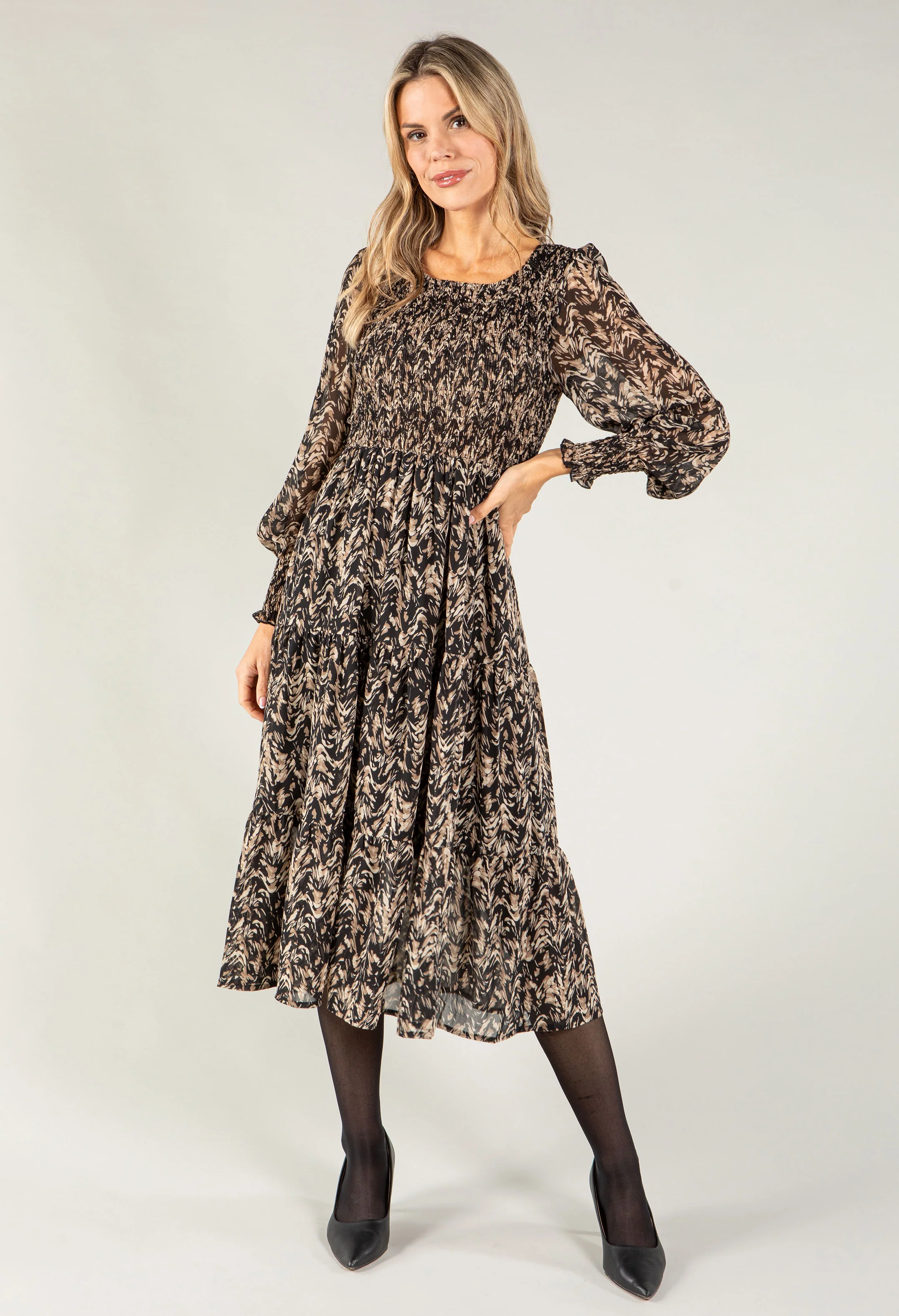 Smocking Bodice Midi Dress - Image 3
