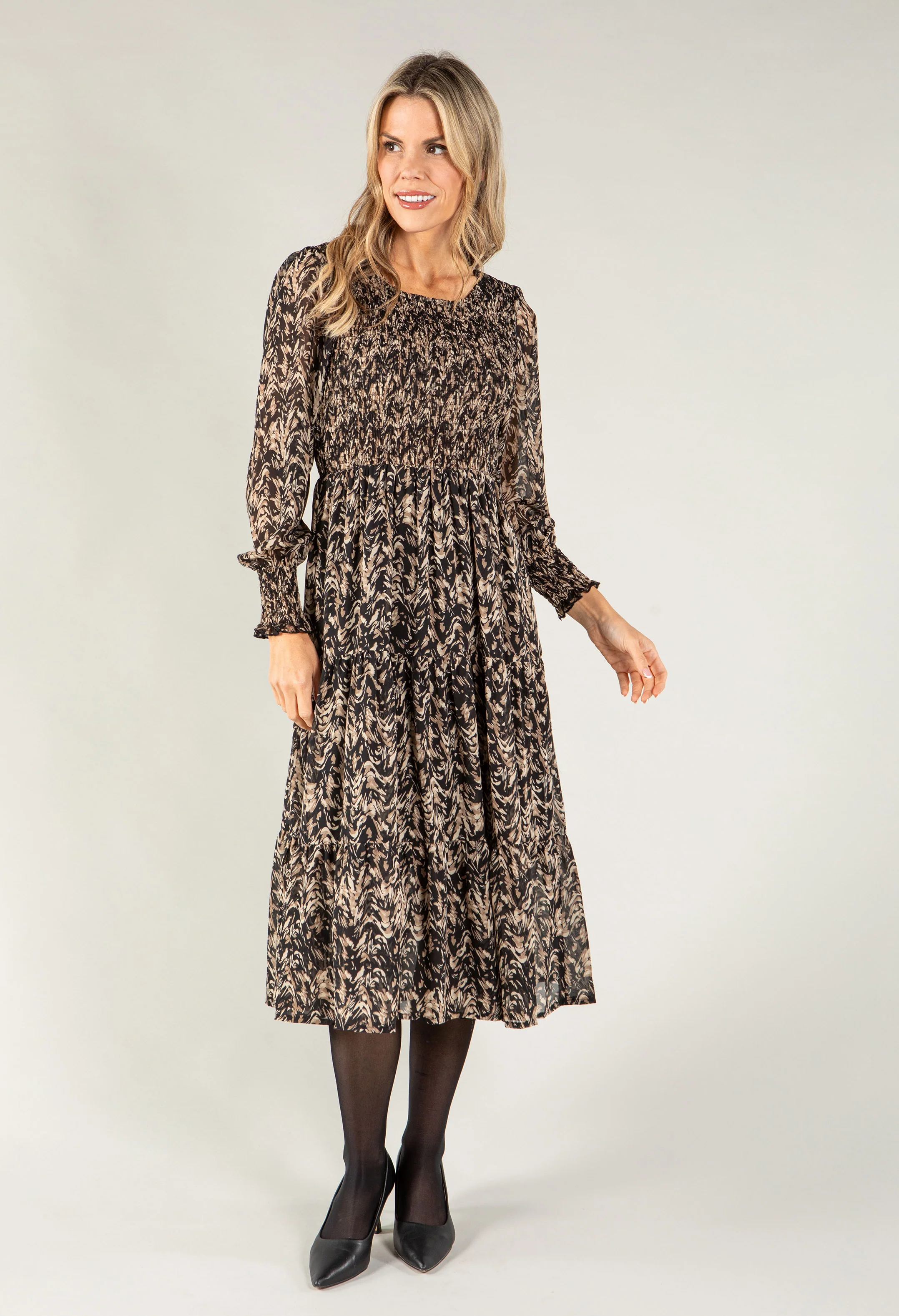 Smocking Bodice Midi Dress - Image 4