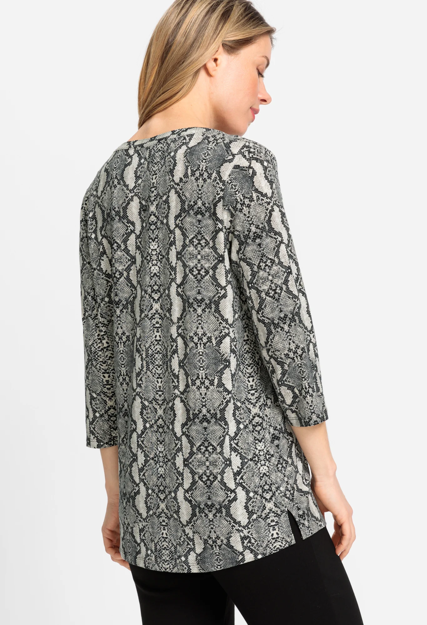 Snake Print V Neck Top - Image 3